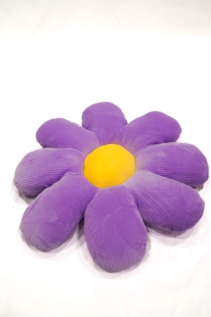 Small Purple Flower Pillow with Yellow Center 14"
