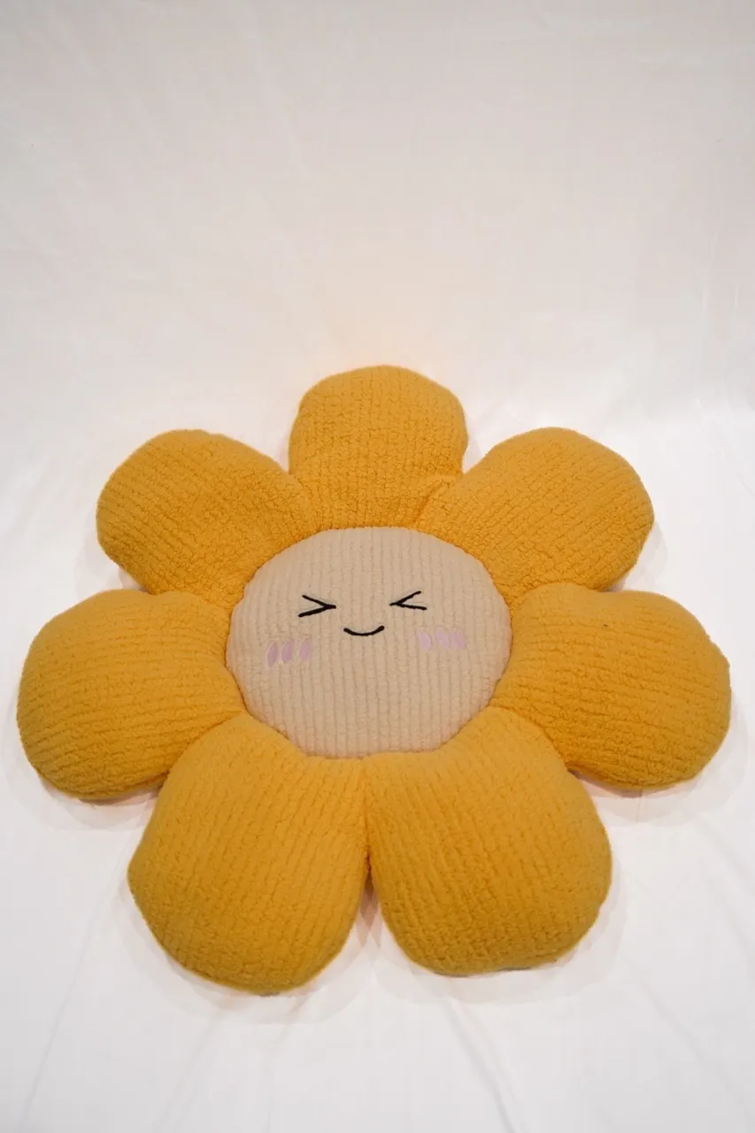 Deep Yellow Large Smile Flower Pillow 27"