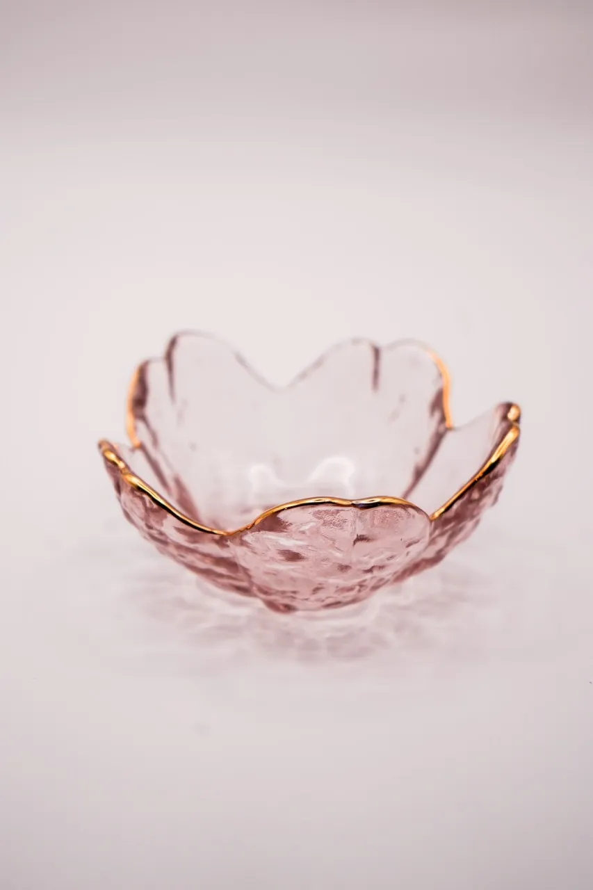 Small Pink with Gold Rim Fruit Dish