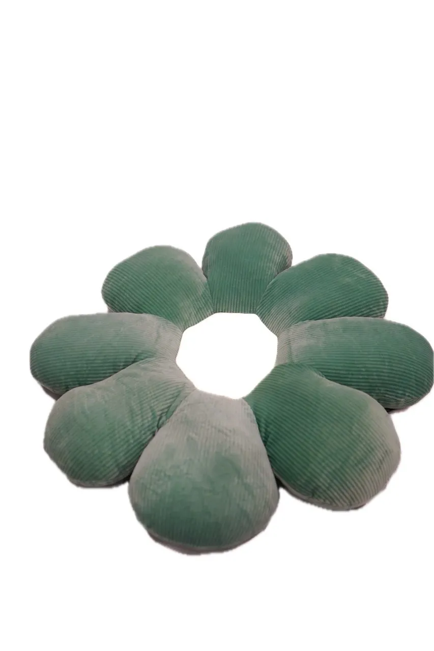 Large Green Flower Pillow with White Center 21"