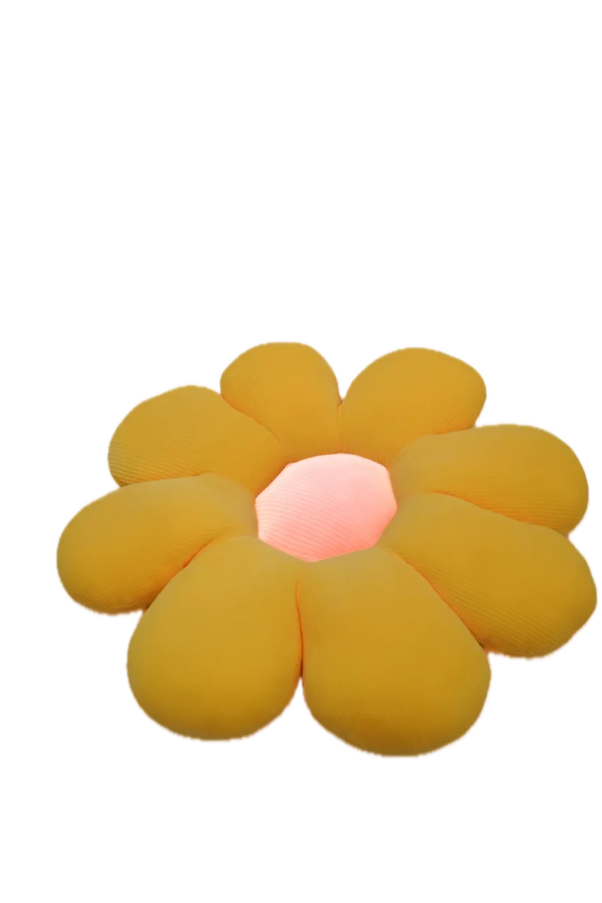 Large Yellow Flower Pillow with Pink Center 21"