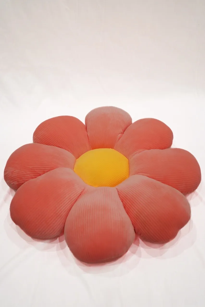 Large Pink Flower Pillow with Yellow Center 21"