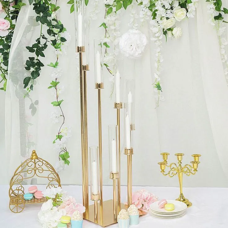 12-17 heads Gold Candle Holder Centerpeice