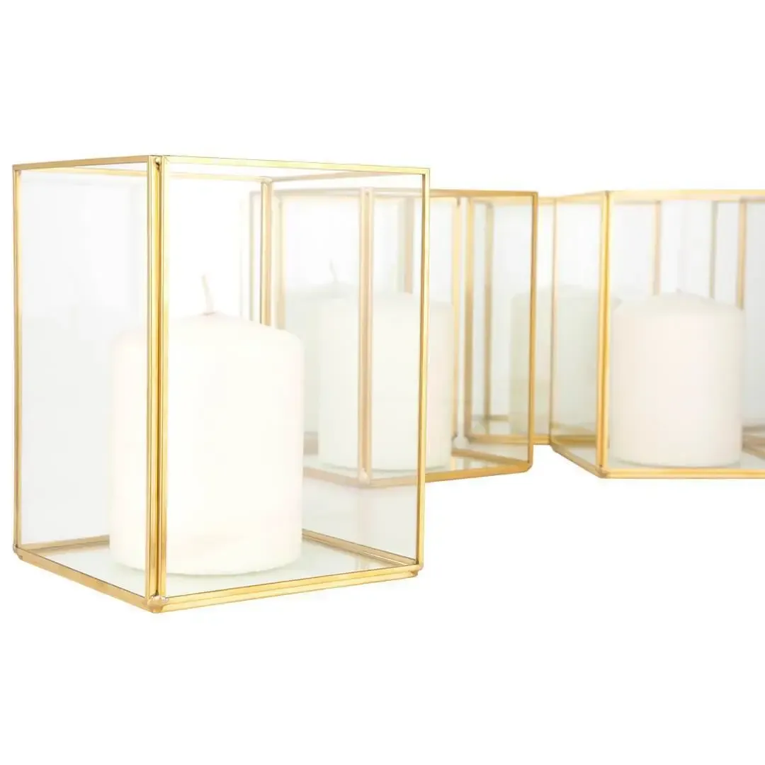 Golden Radiance Hurricane Candle Holder