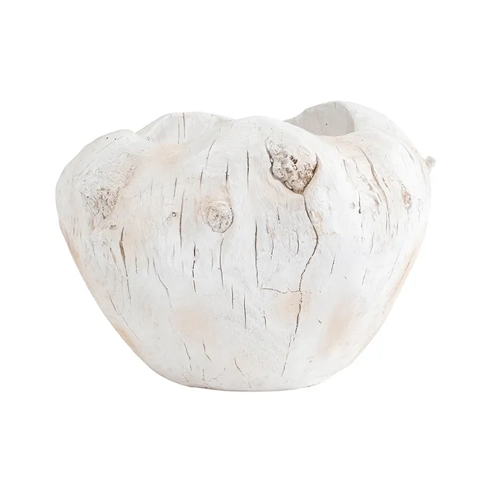 Resin whitewash wide vase Exquisite Interiors Co