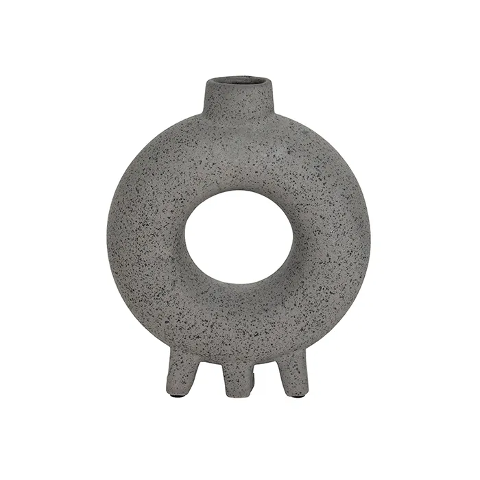Ceramic grey stone circle vase large Exquisite Interiors Co