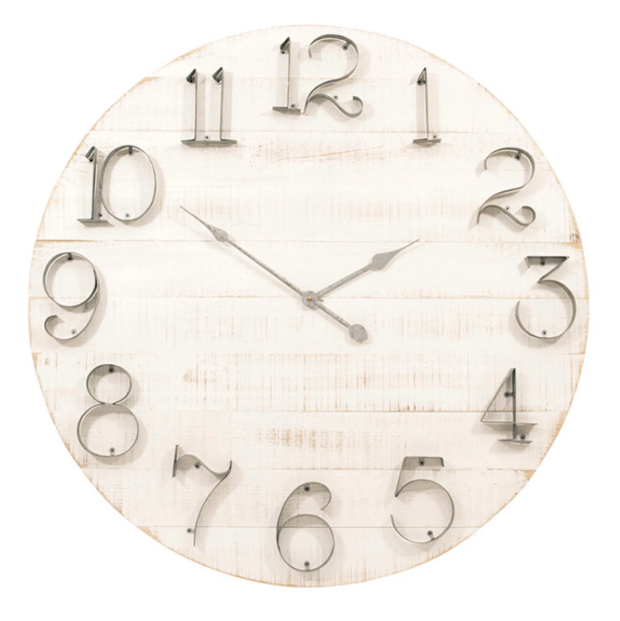 Timber whitewash galvanise clock