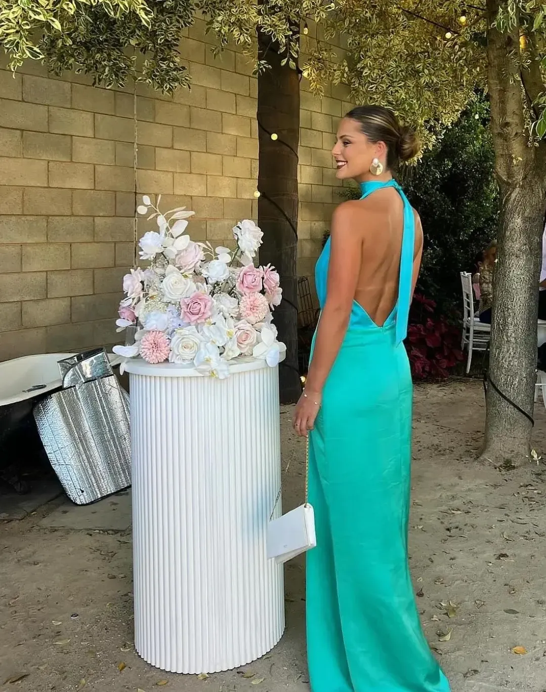 Wolf Gang Oahu Slip Dress in Aquamarine SIZE XS