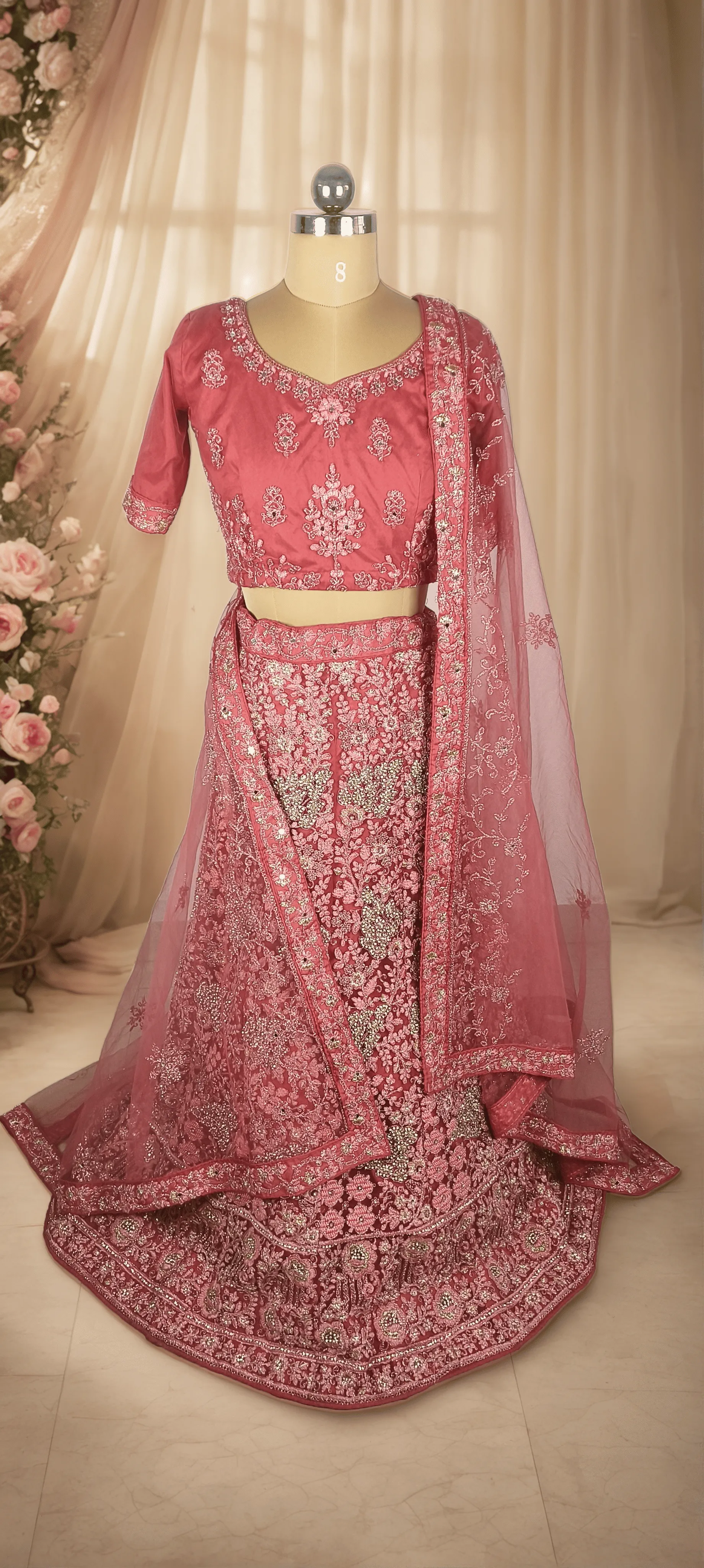 Jarrakan Pink Lehenga L6027, L0027,L5014
