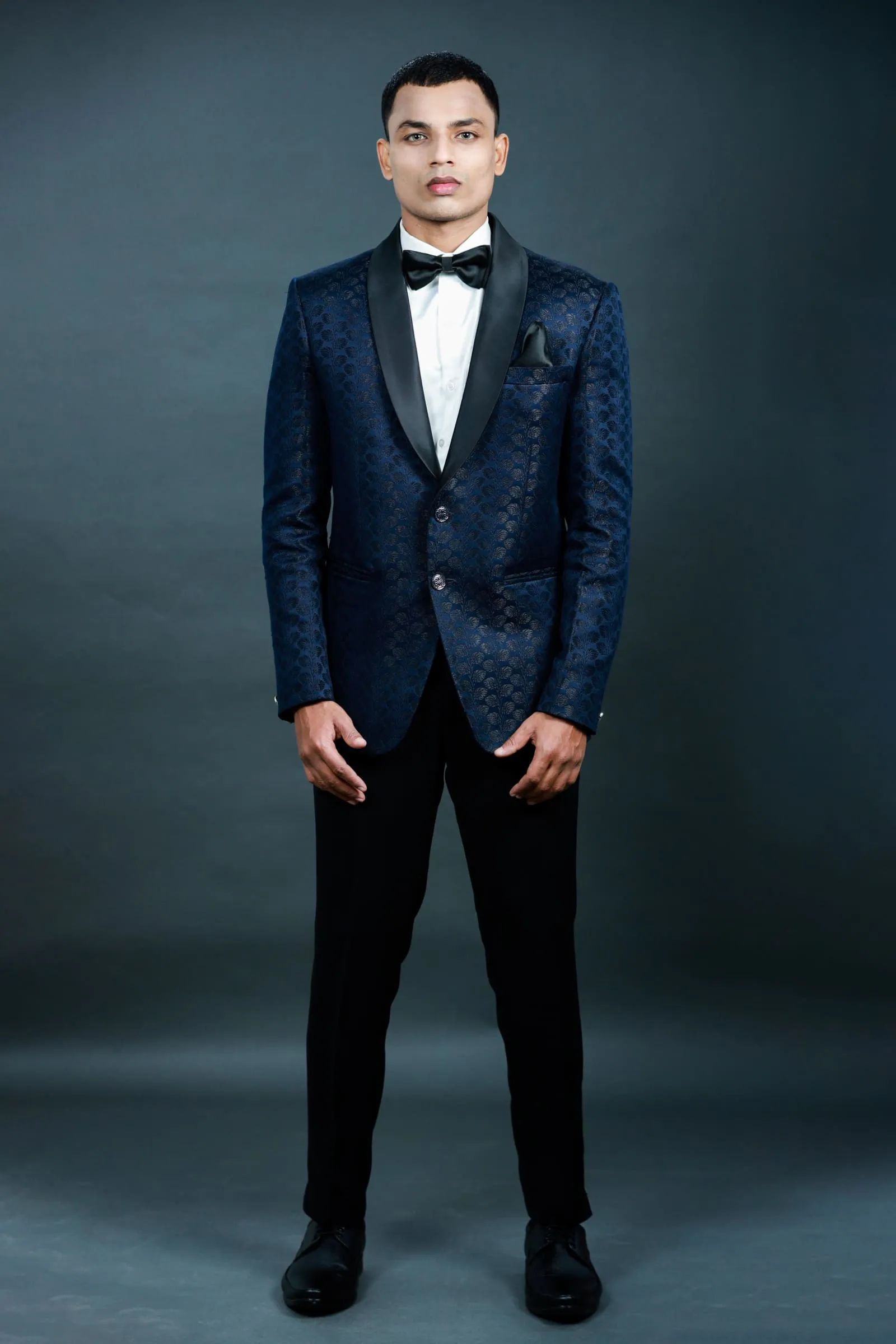 Navy Blue Jacquard Tuxedo - WES