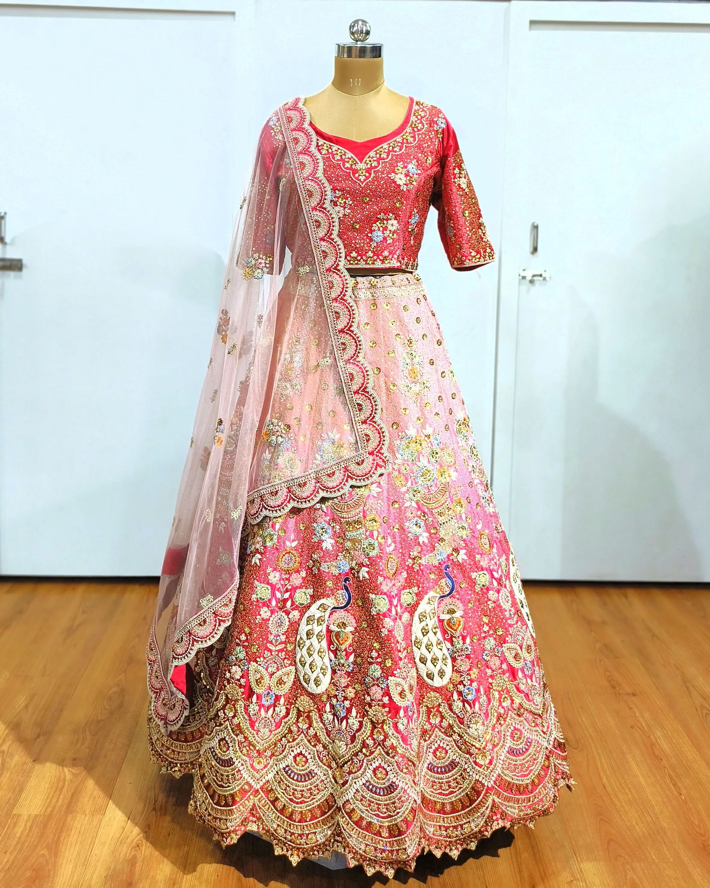 Pink with Peacock Bridal Lehenga - GRW
