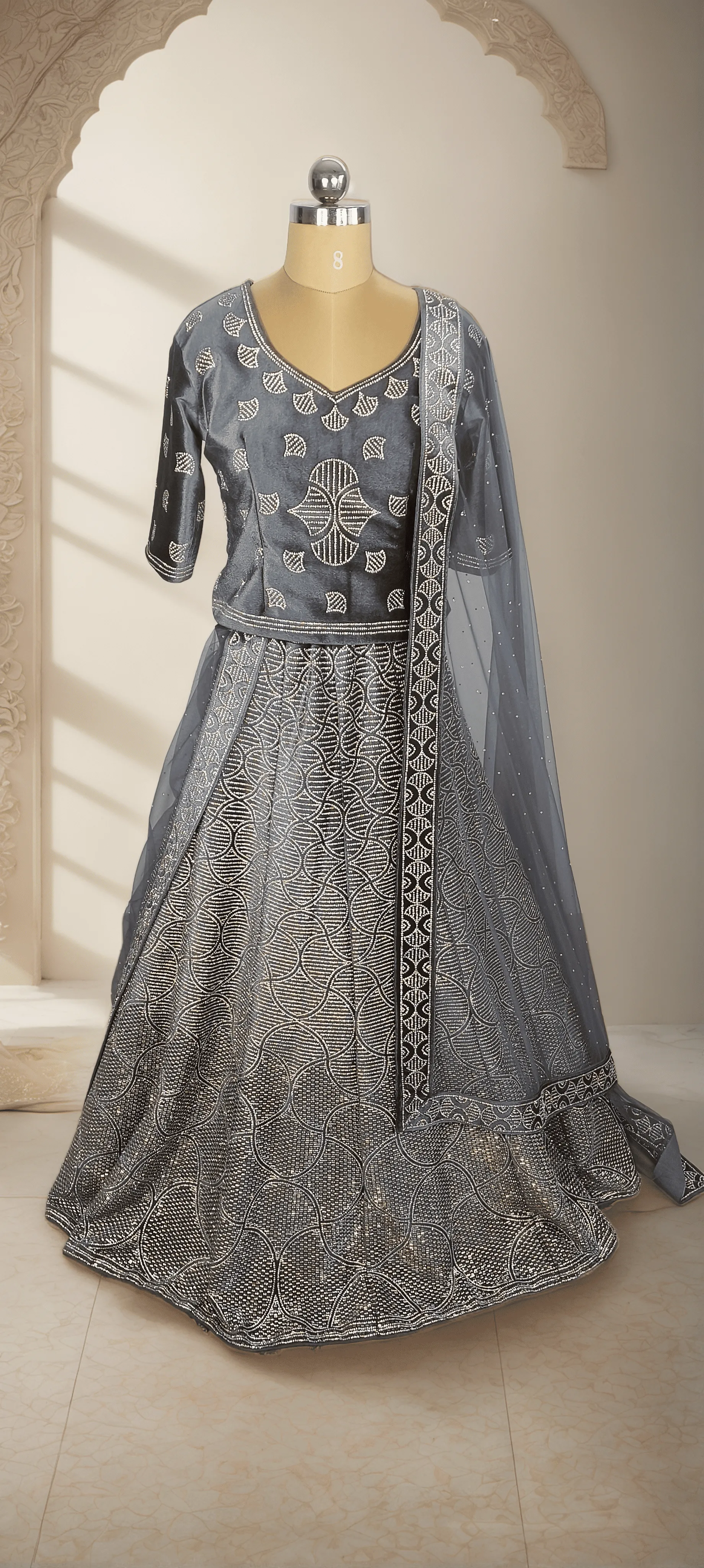 Rain And Shine Grey lehenga - L0020