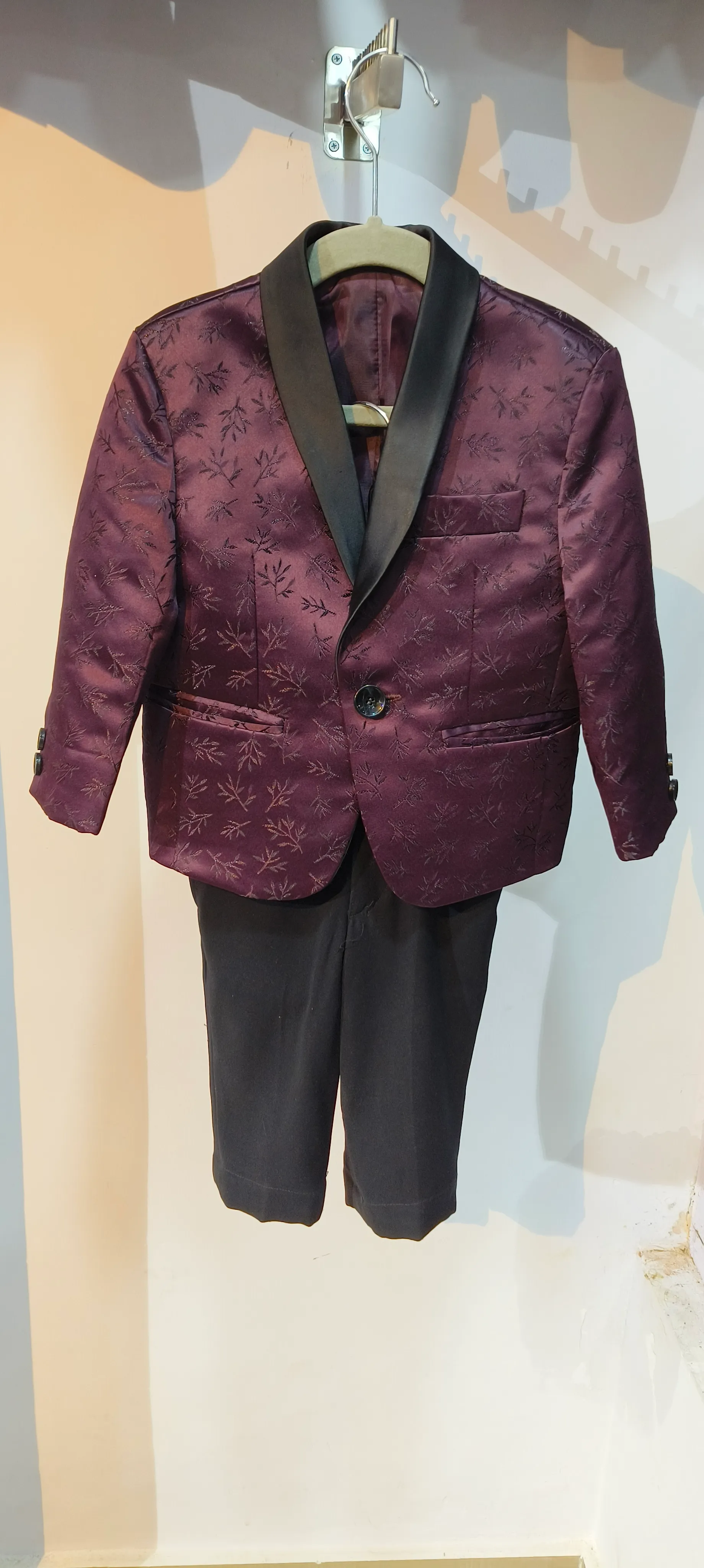 Kids Maroon Floral Tuxedo