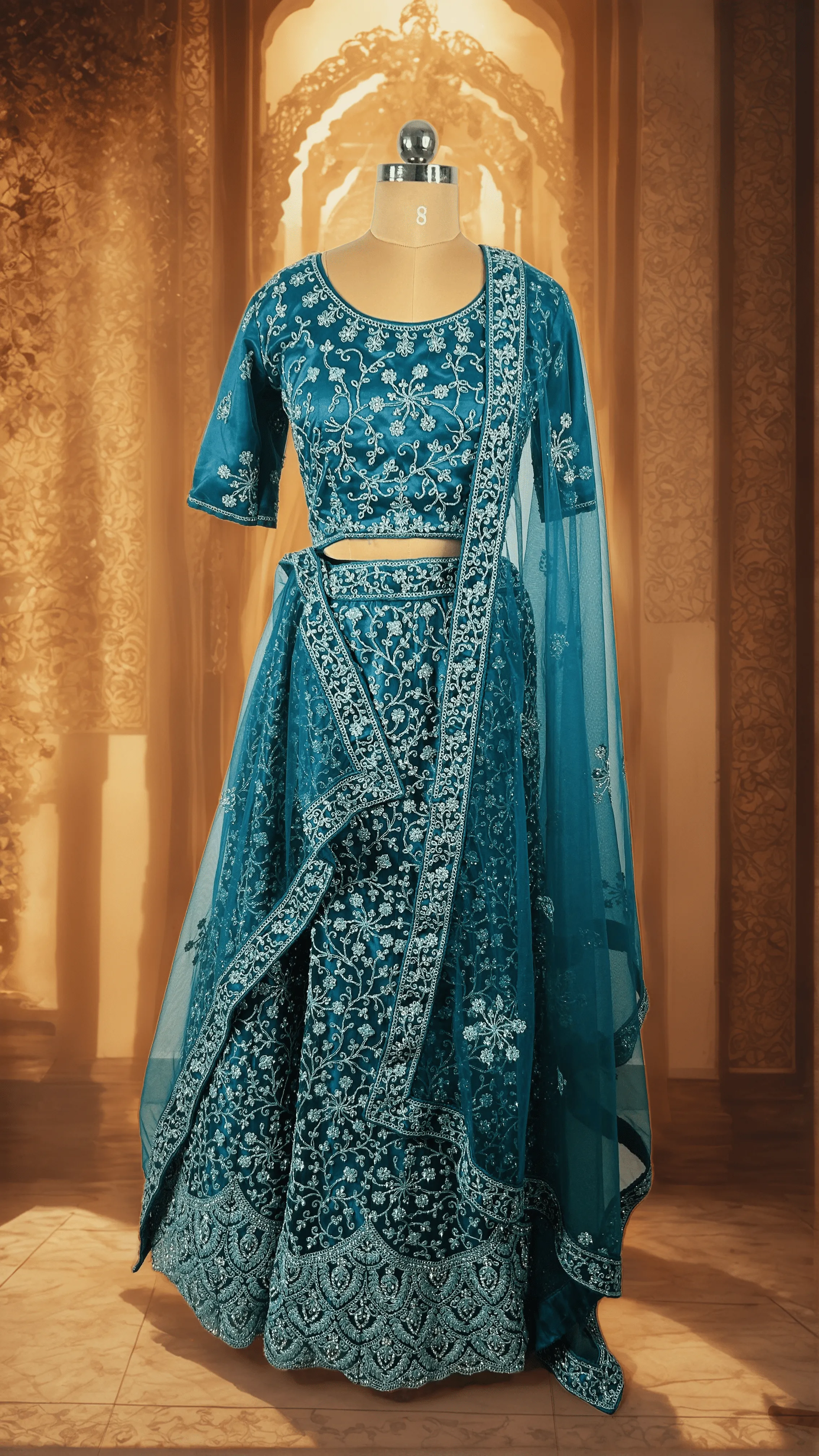 Supreme Firozi Blue Bridal Lehenga - L5013