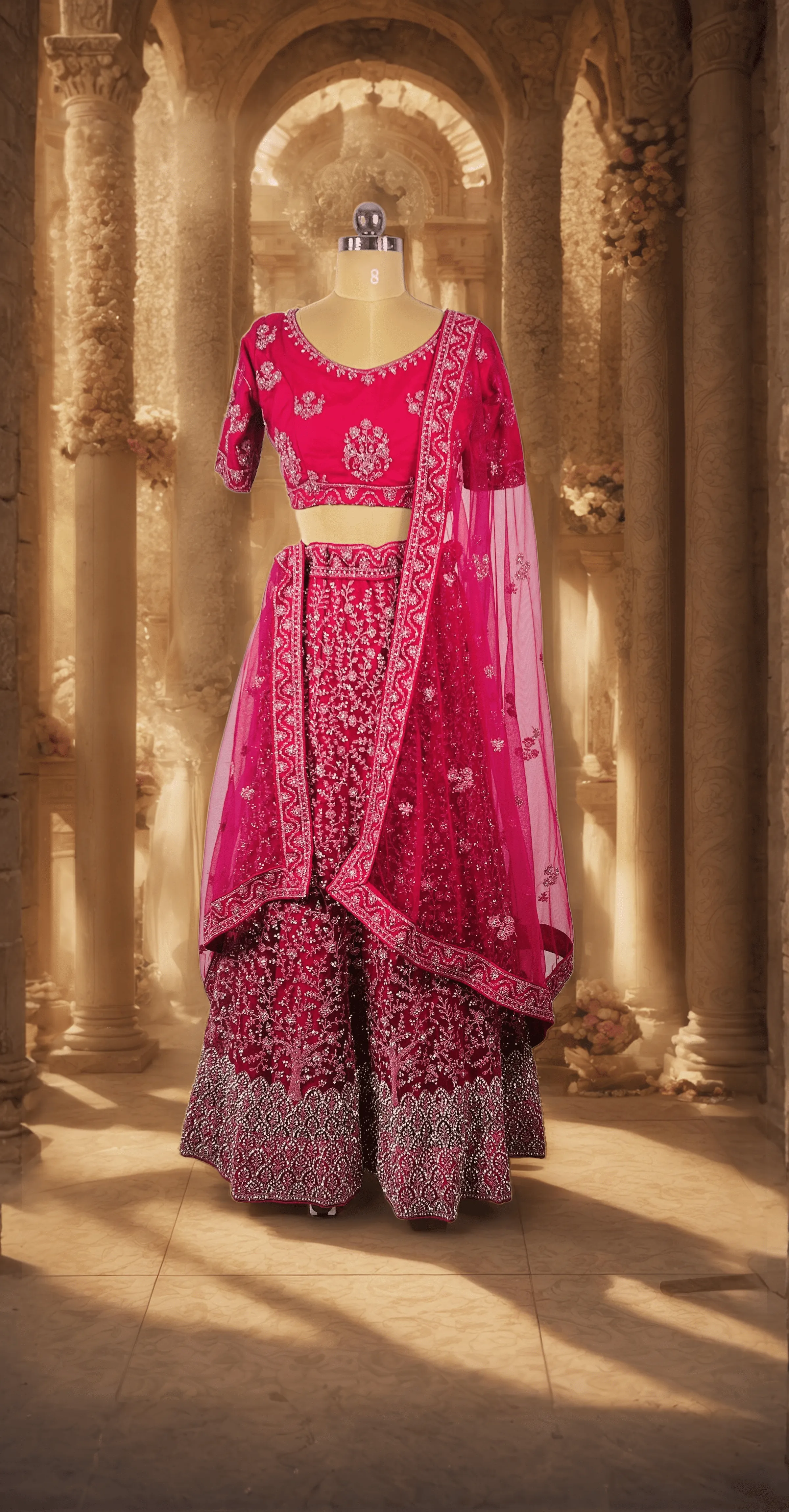 Pink Diamond Work Bridal Lehenga - L5004
