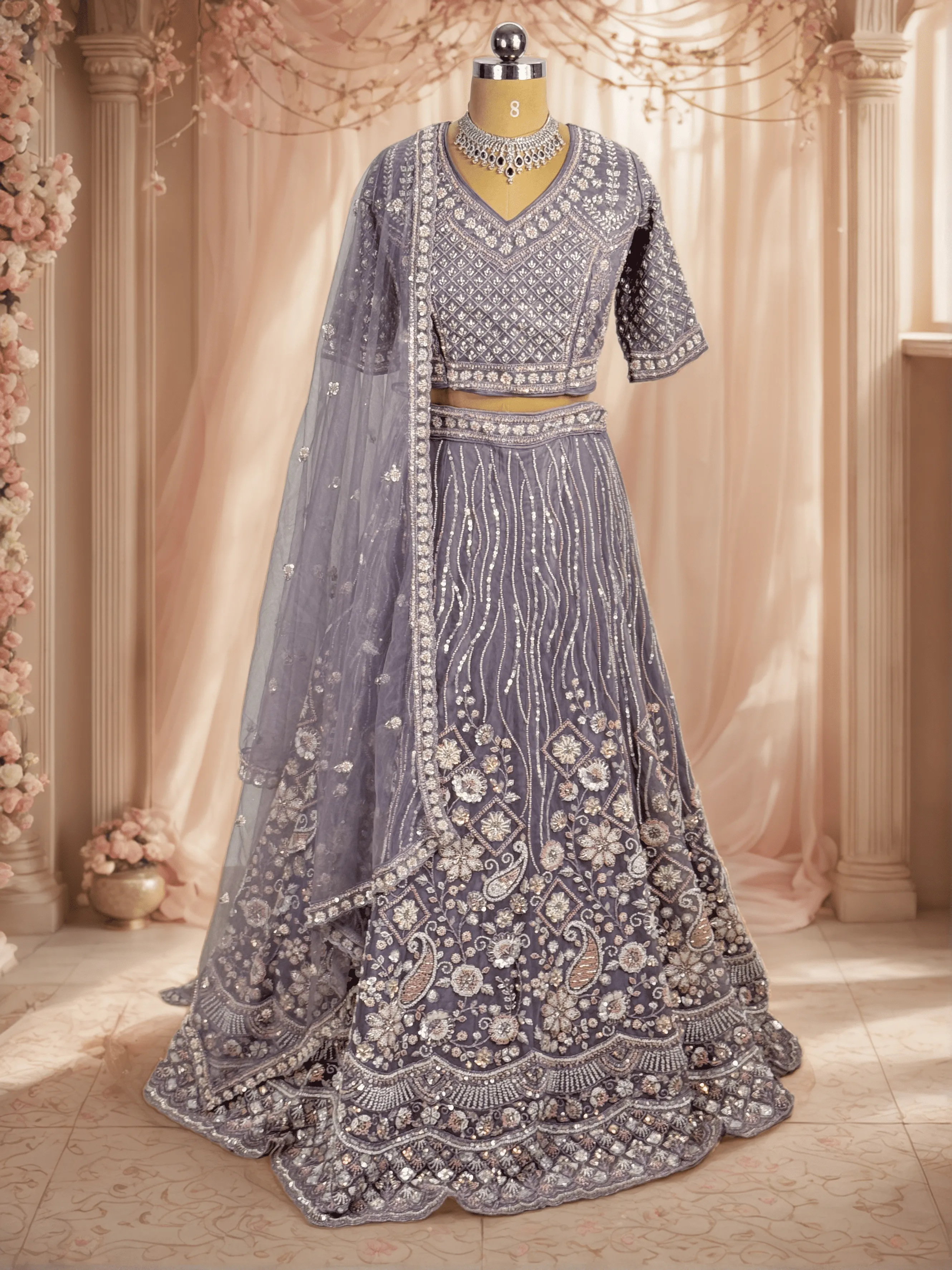 Mauve Bridal Lehenga - GRW
