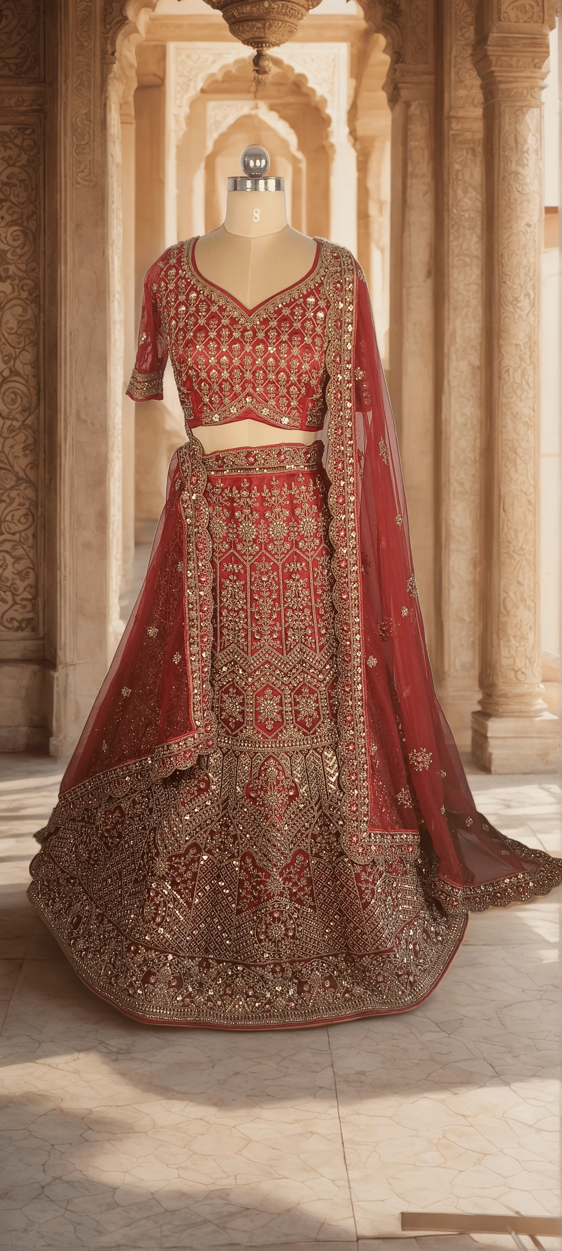 Red Kirthika Bridal Lehenga - GRW - L5015