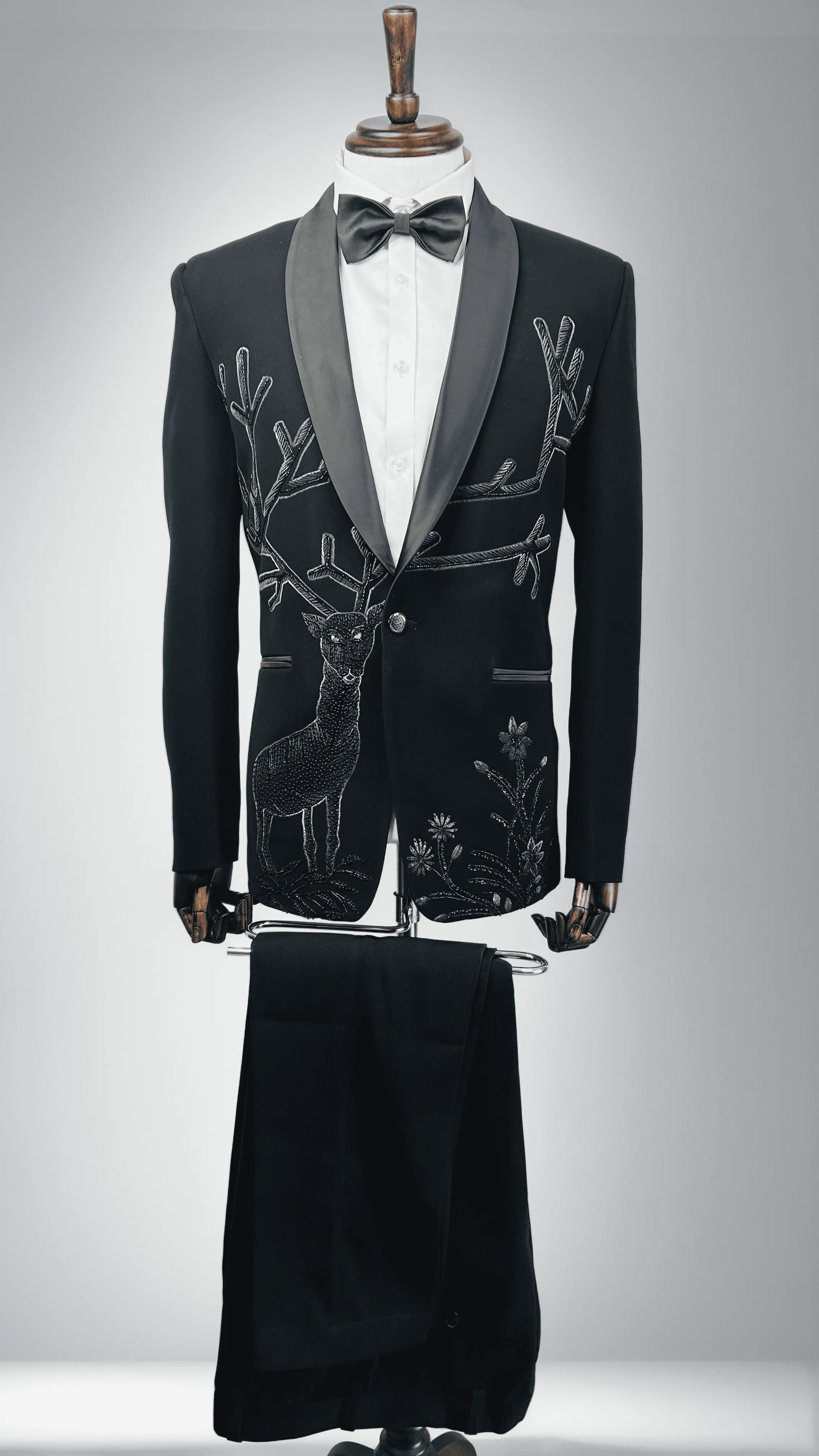Black Deer Embroidery Tuxedo - EMS