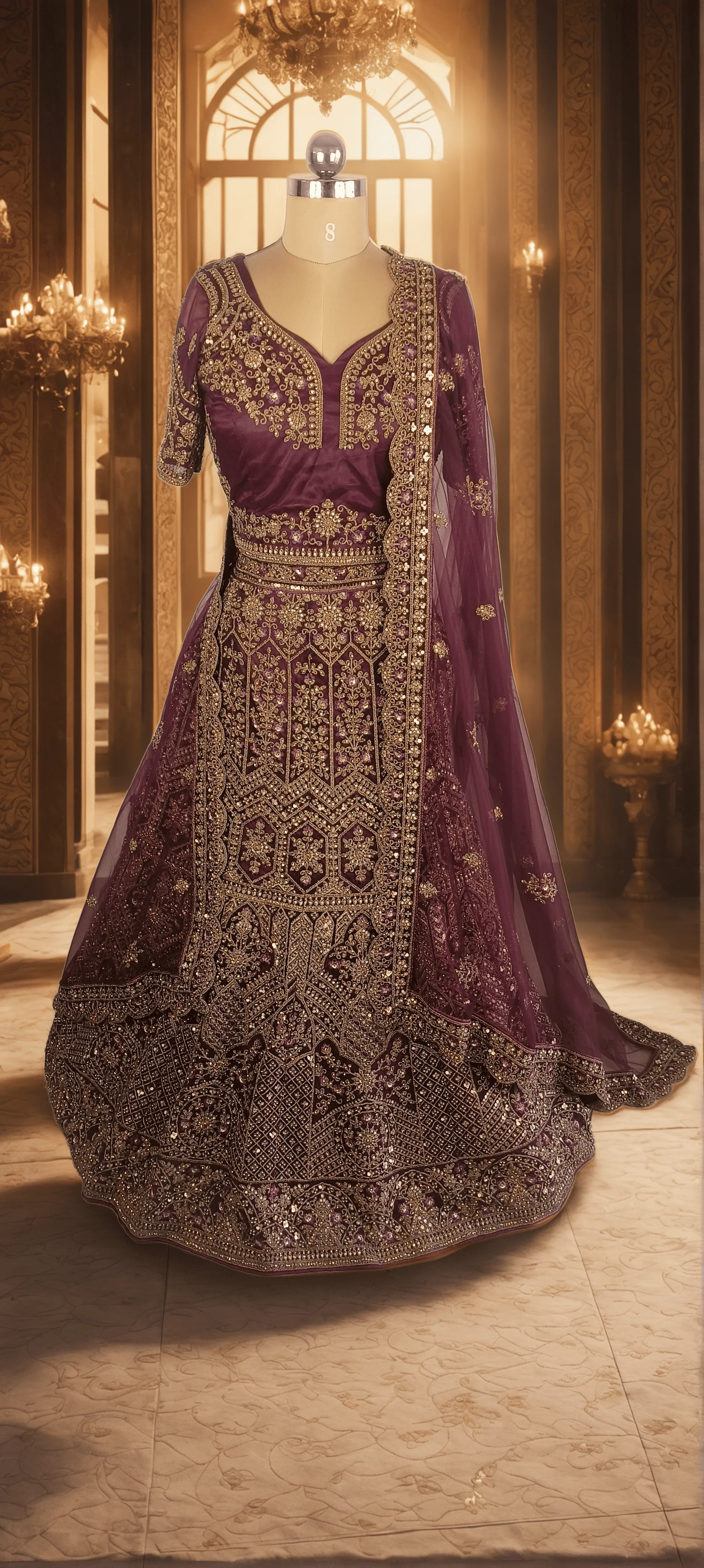 Wine Deepali Bridal Lehenga - L5016, L0057
