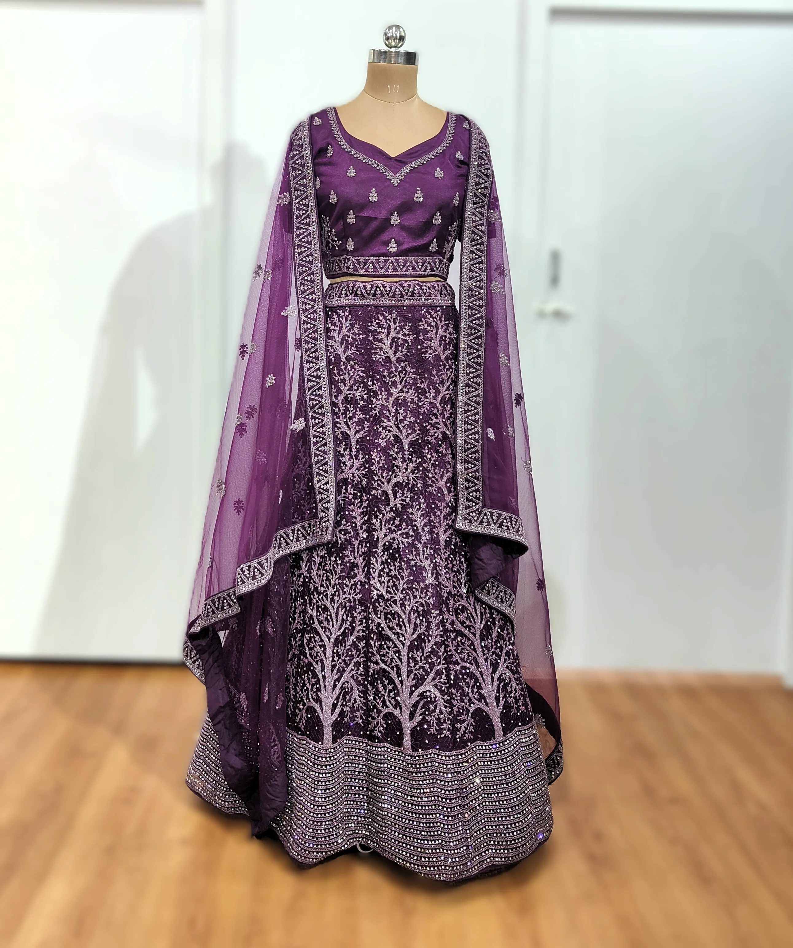 Heavy Jarrakan Wine Lehenga - L6025 , L0029