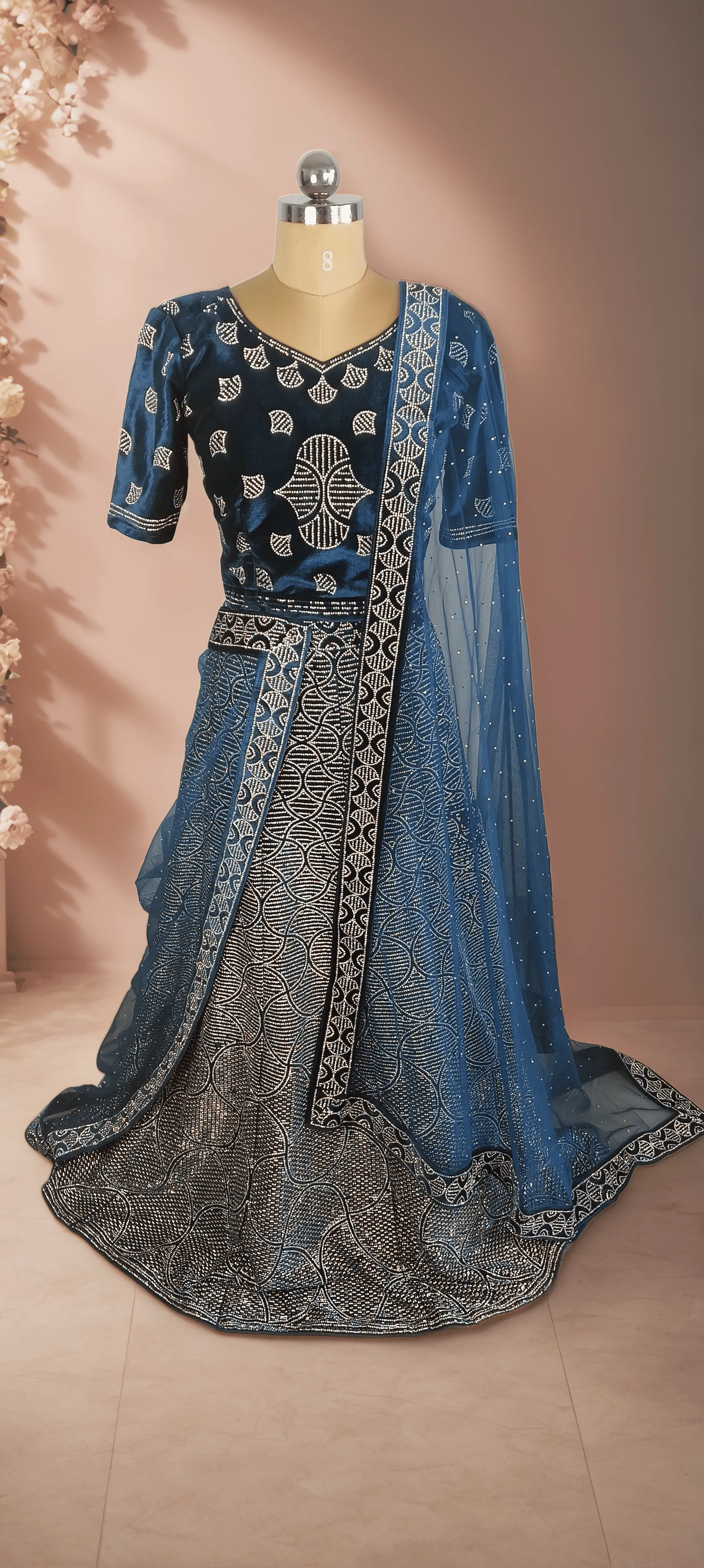 Rain And Shine Blue Lehenga - L0019