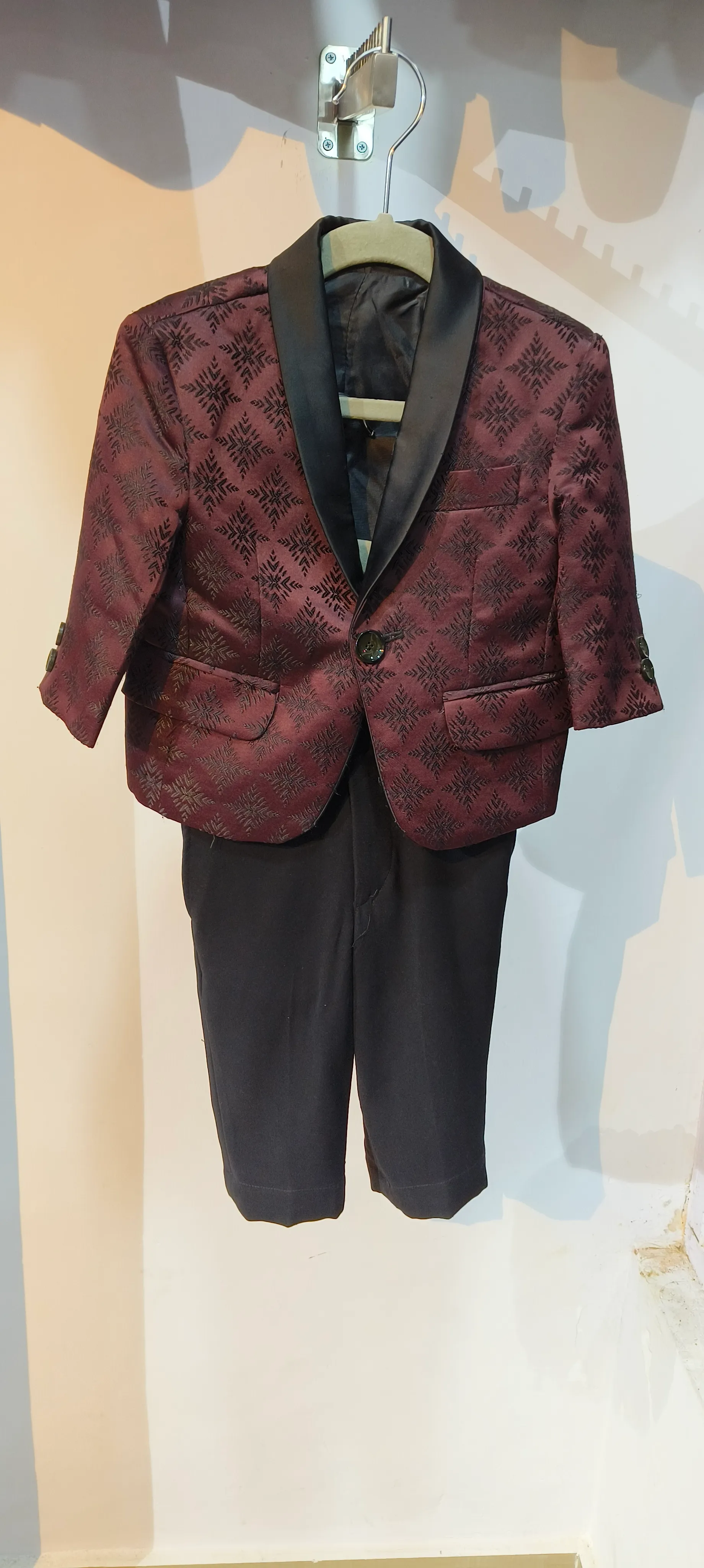 Kids Maroon Diamond Tuxedo 