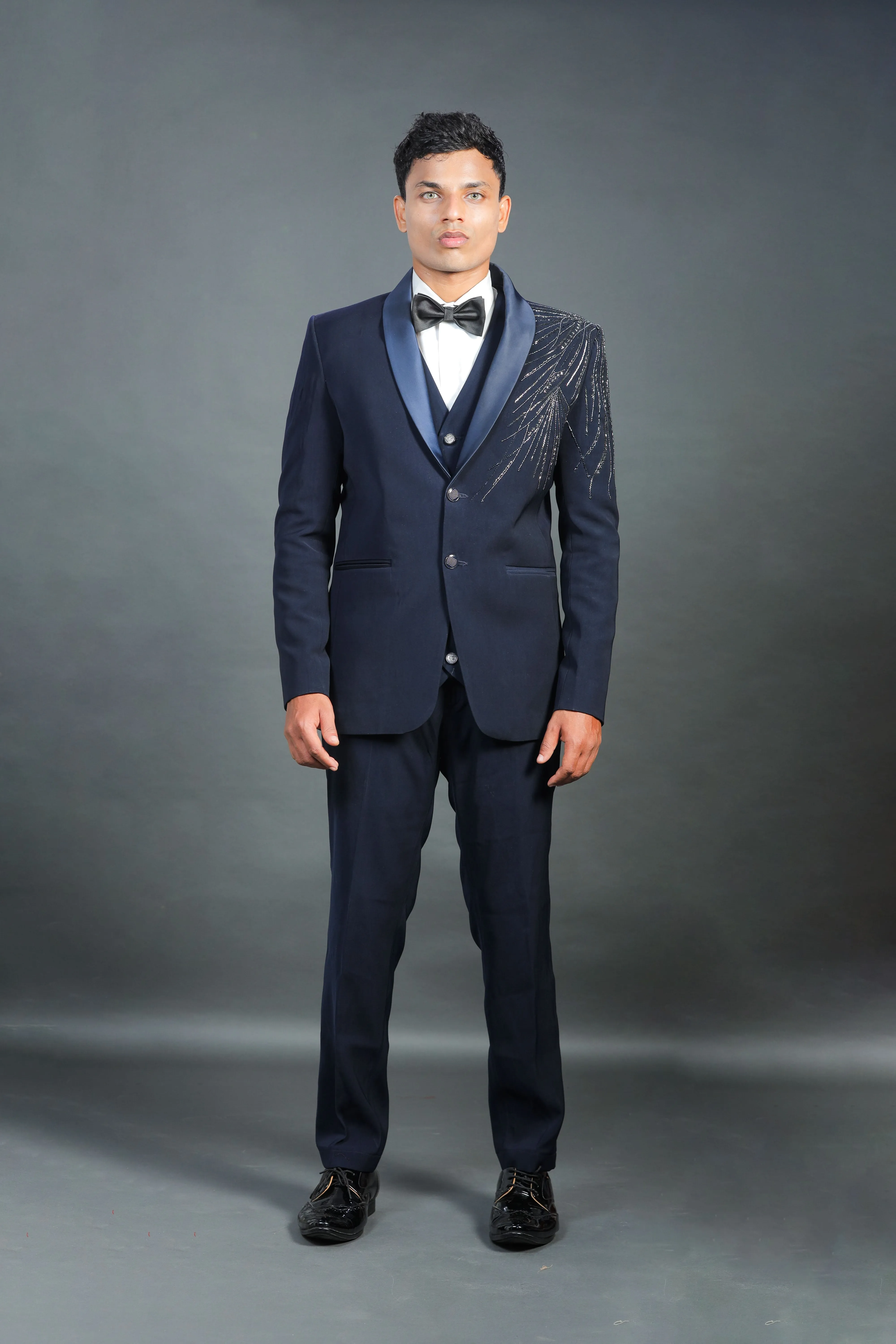 Blue One Side Embroidery Tuxedo - EMS