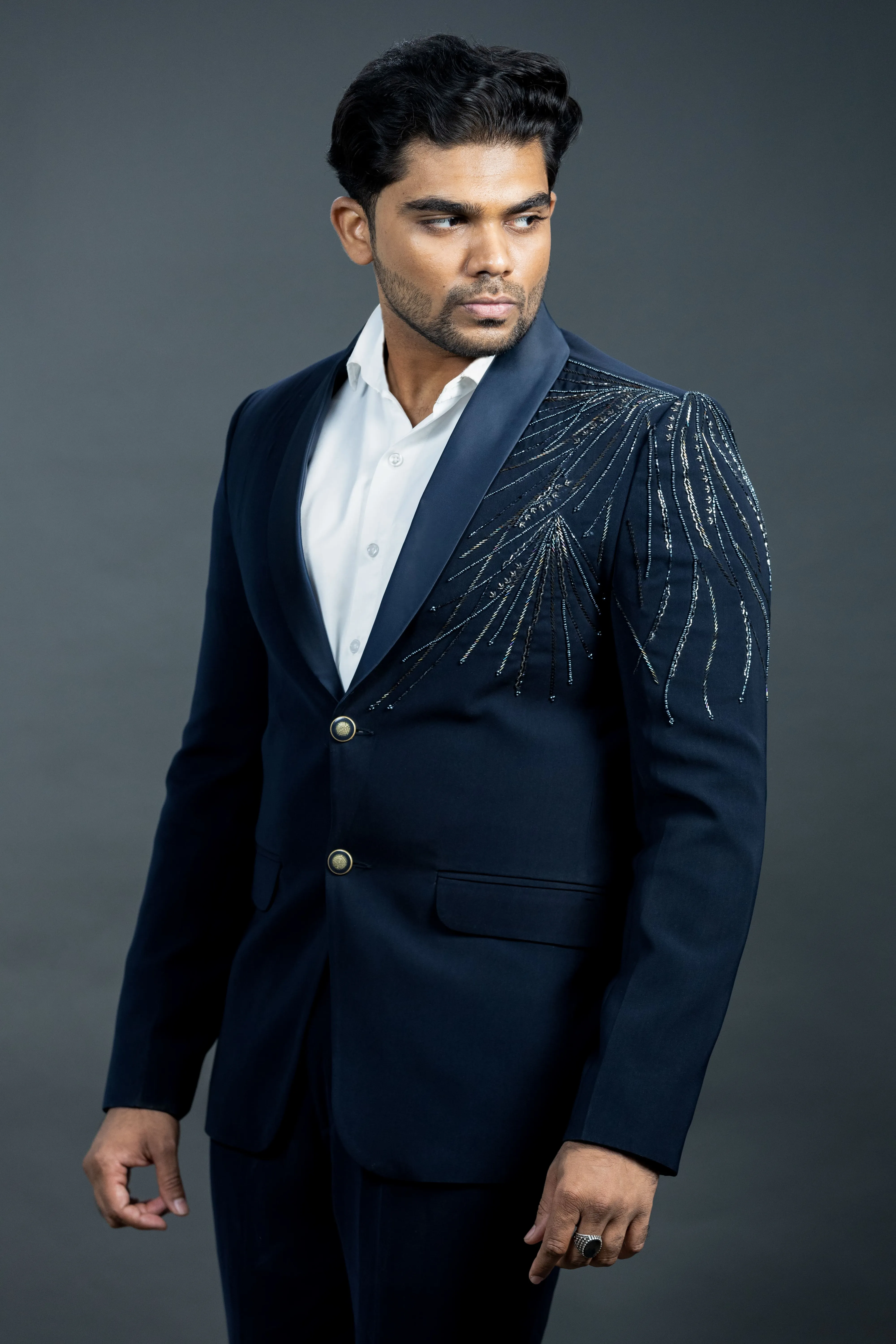 Navy blue Tuxedo Embroidery - EMS