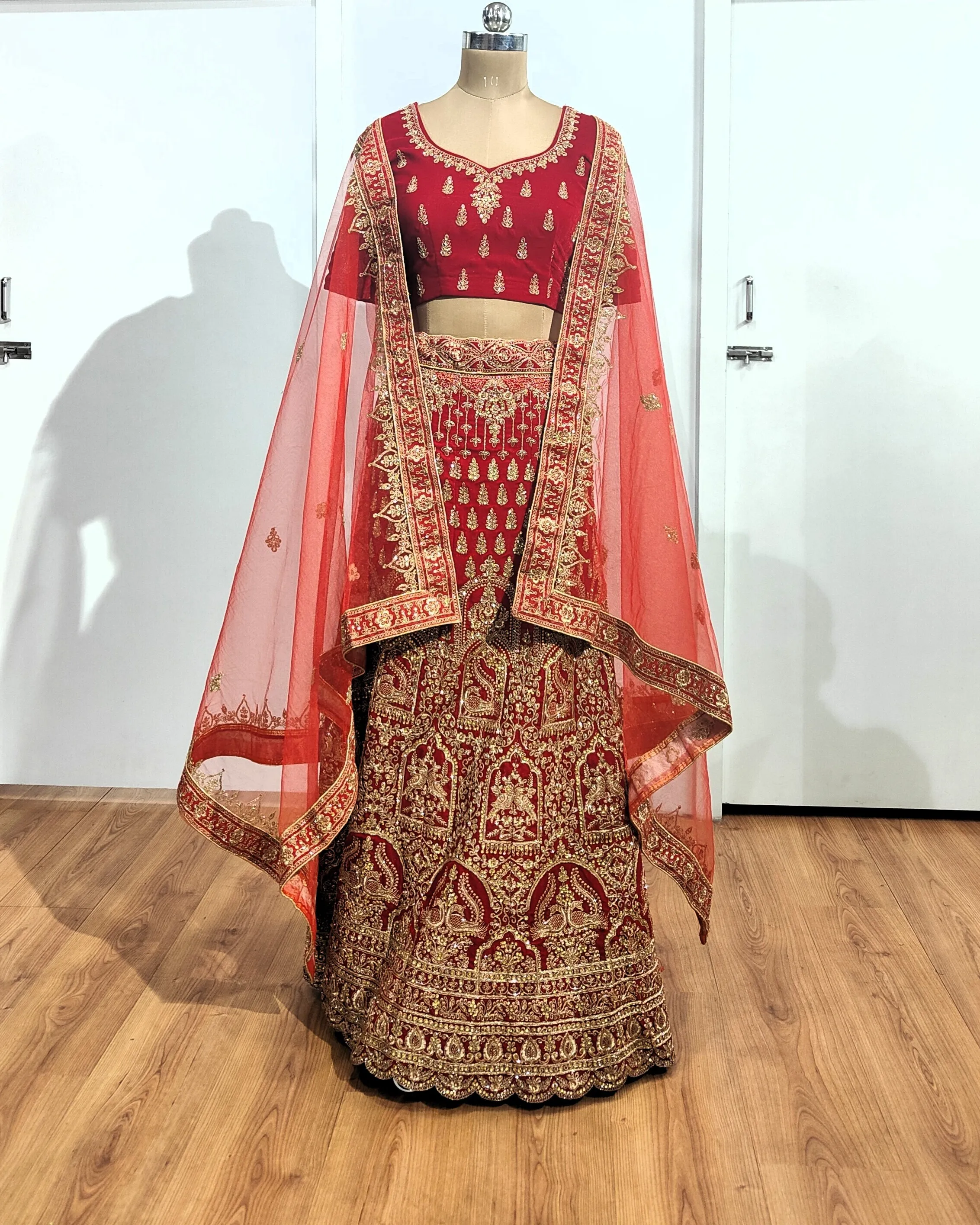 Red Peacock Bridal Lehenga - L6015