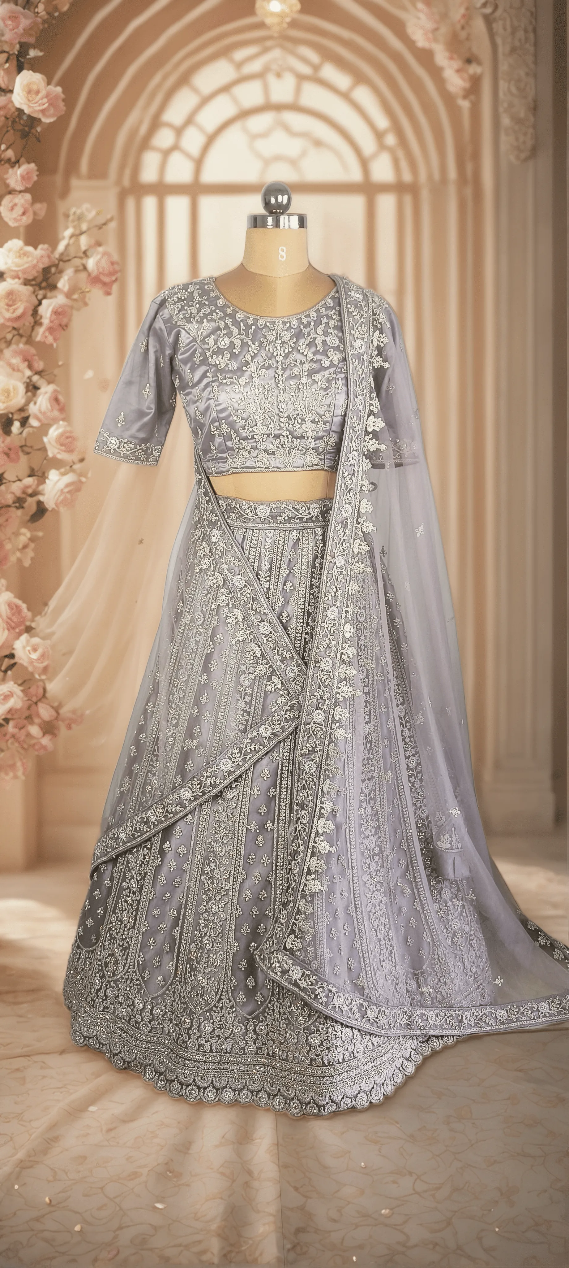 Pastel Lavender Hunter Bridal Lehenga - L6037,L0030