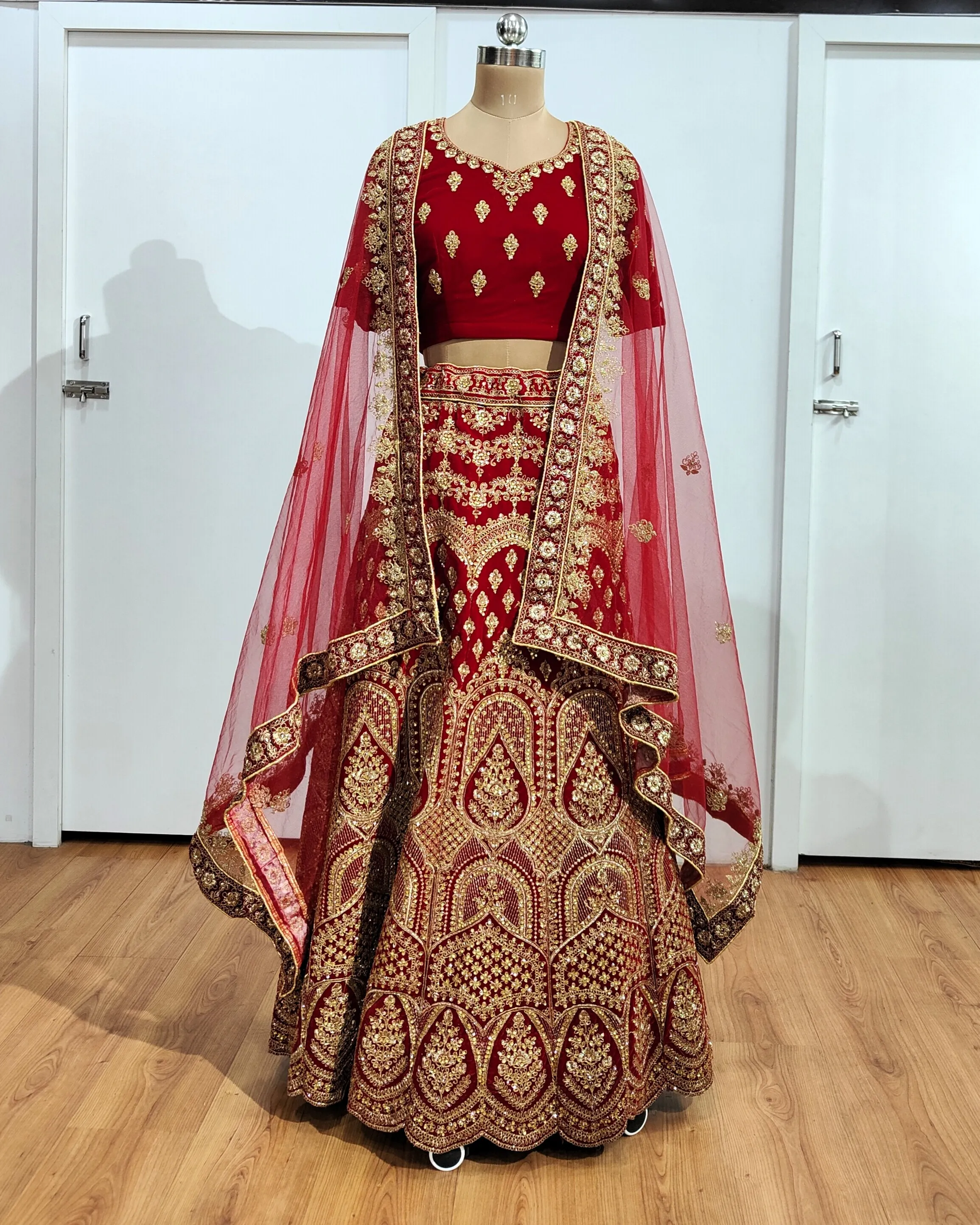 Maroon Gold Floral Lehenga - L6012 , BUL