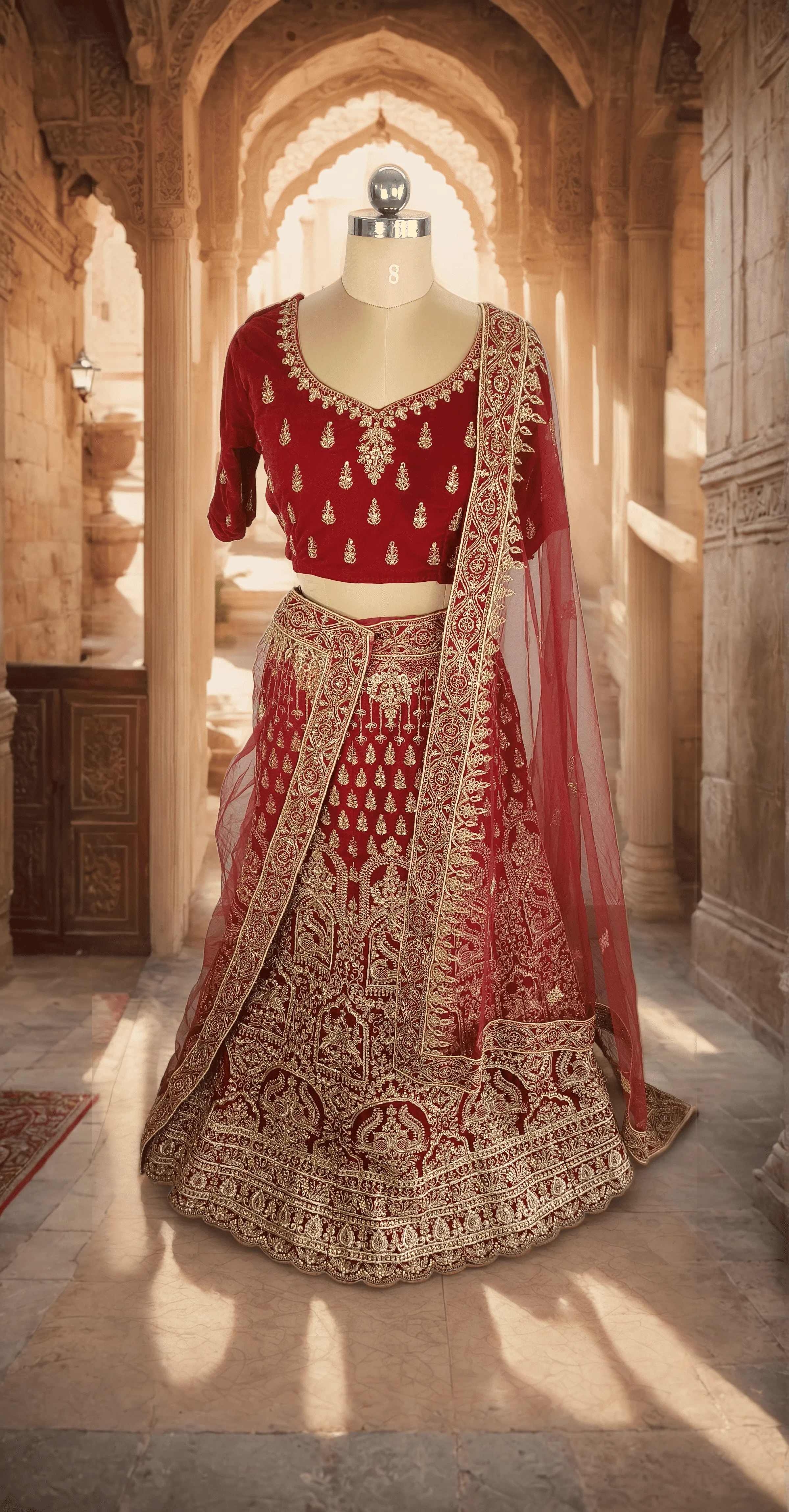 Maroon Peacock Embroidery lehenga - L0017