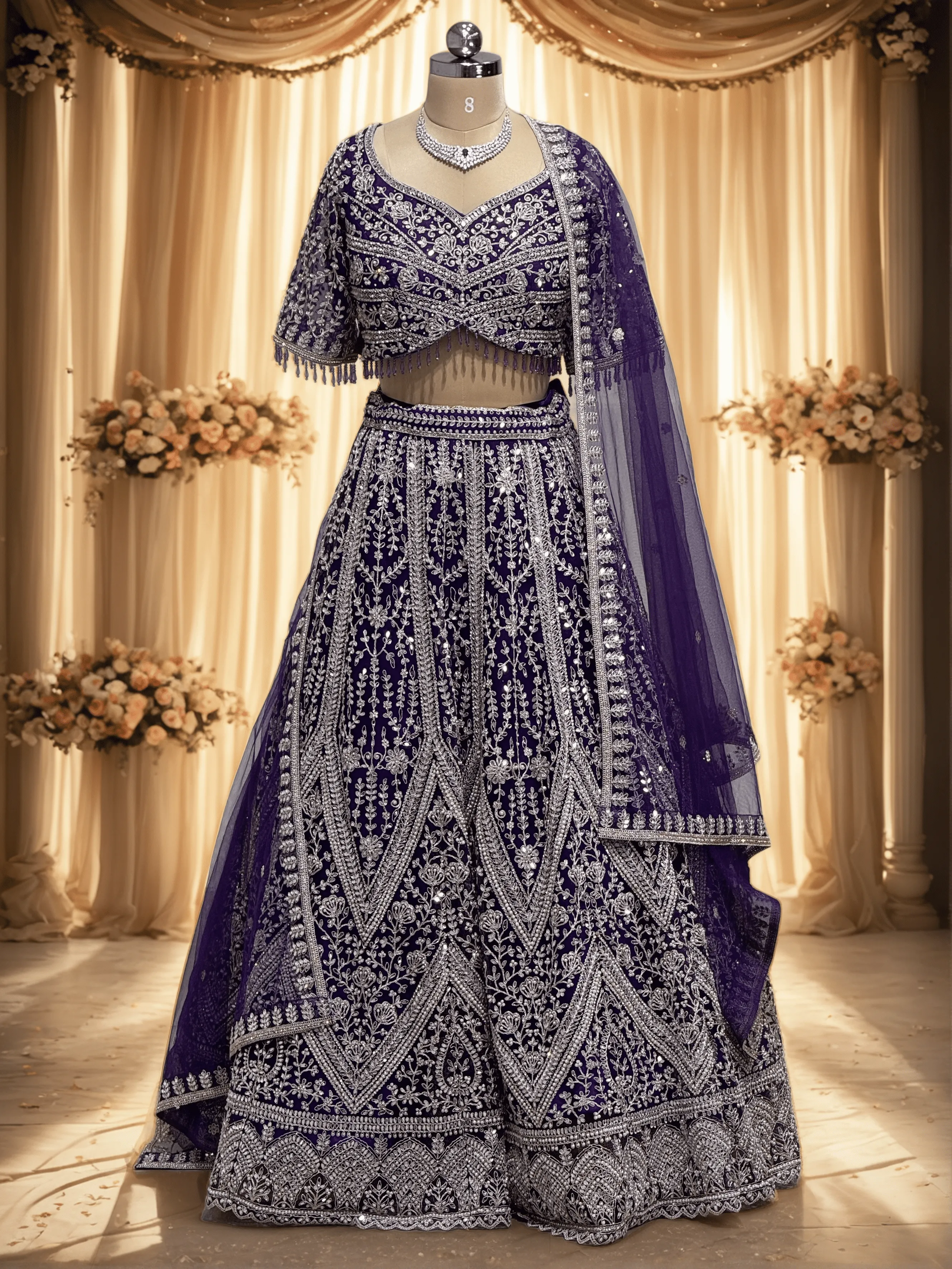 Grand Violet Wedding Bridal Lehenga - L0075