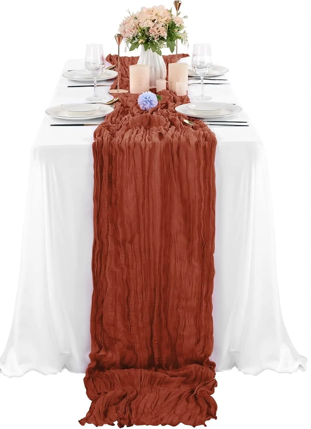 Rust Cheesecloth Table Runners