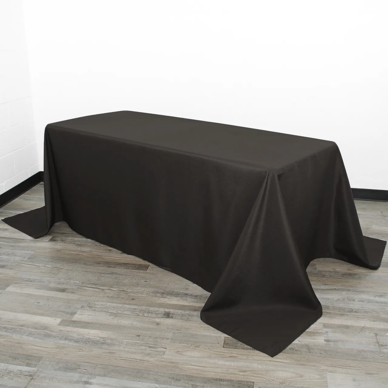 90"x132" Rectangle Black Polyester Tablecloth