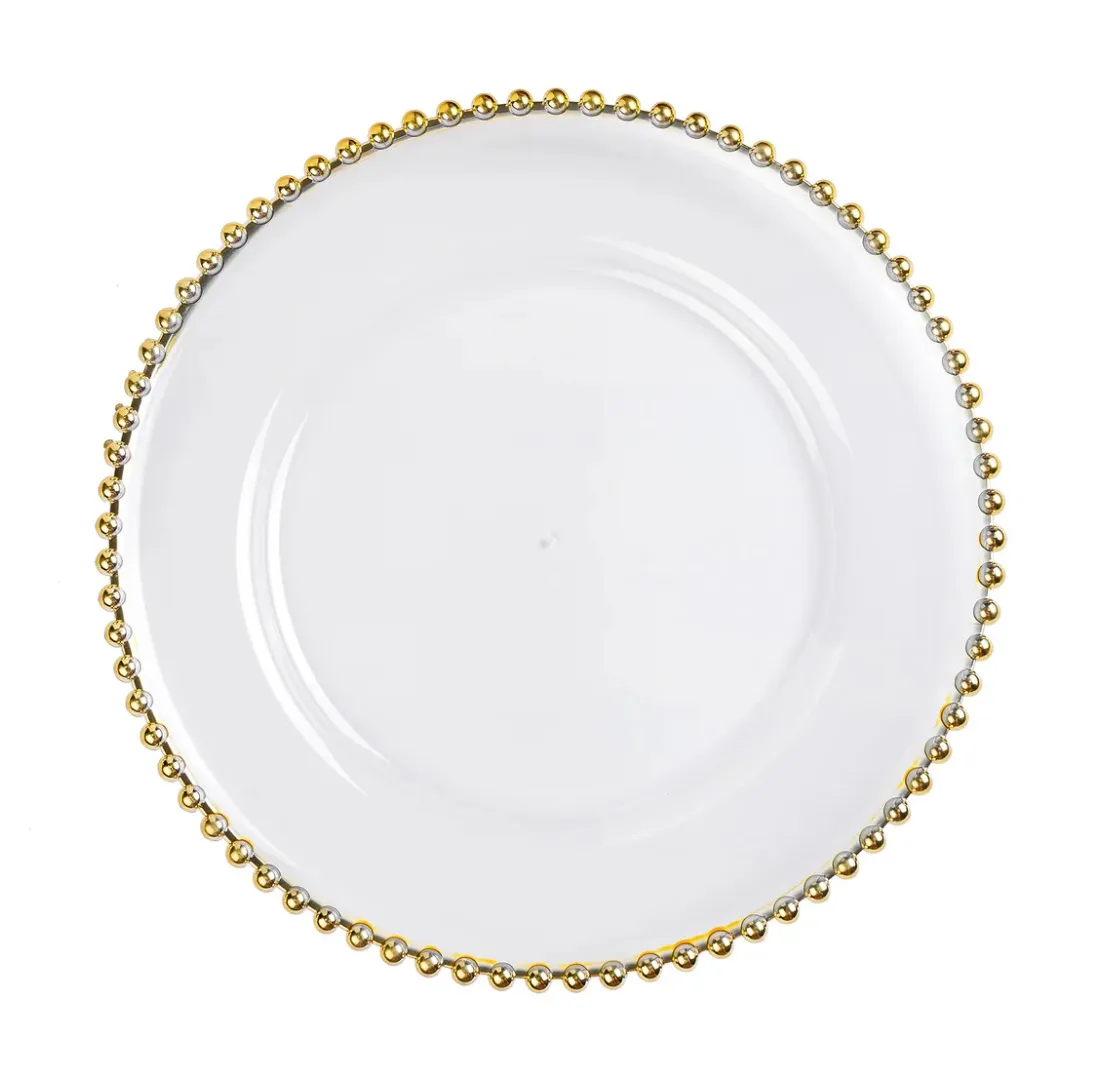 Clear with Gold Beaded Edge Chargers
