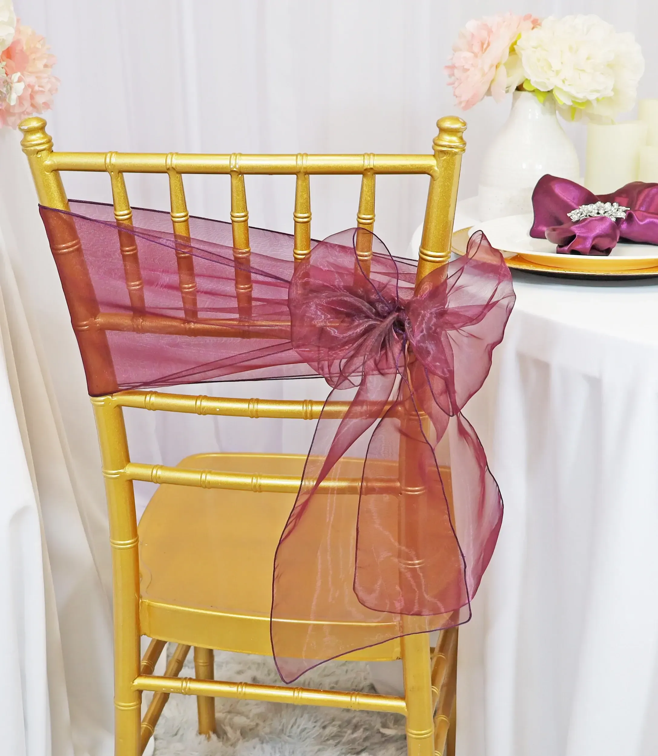Plum Organza Sashes