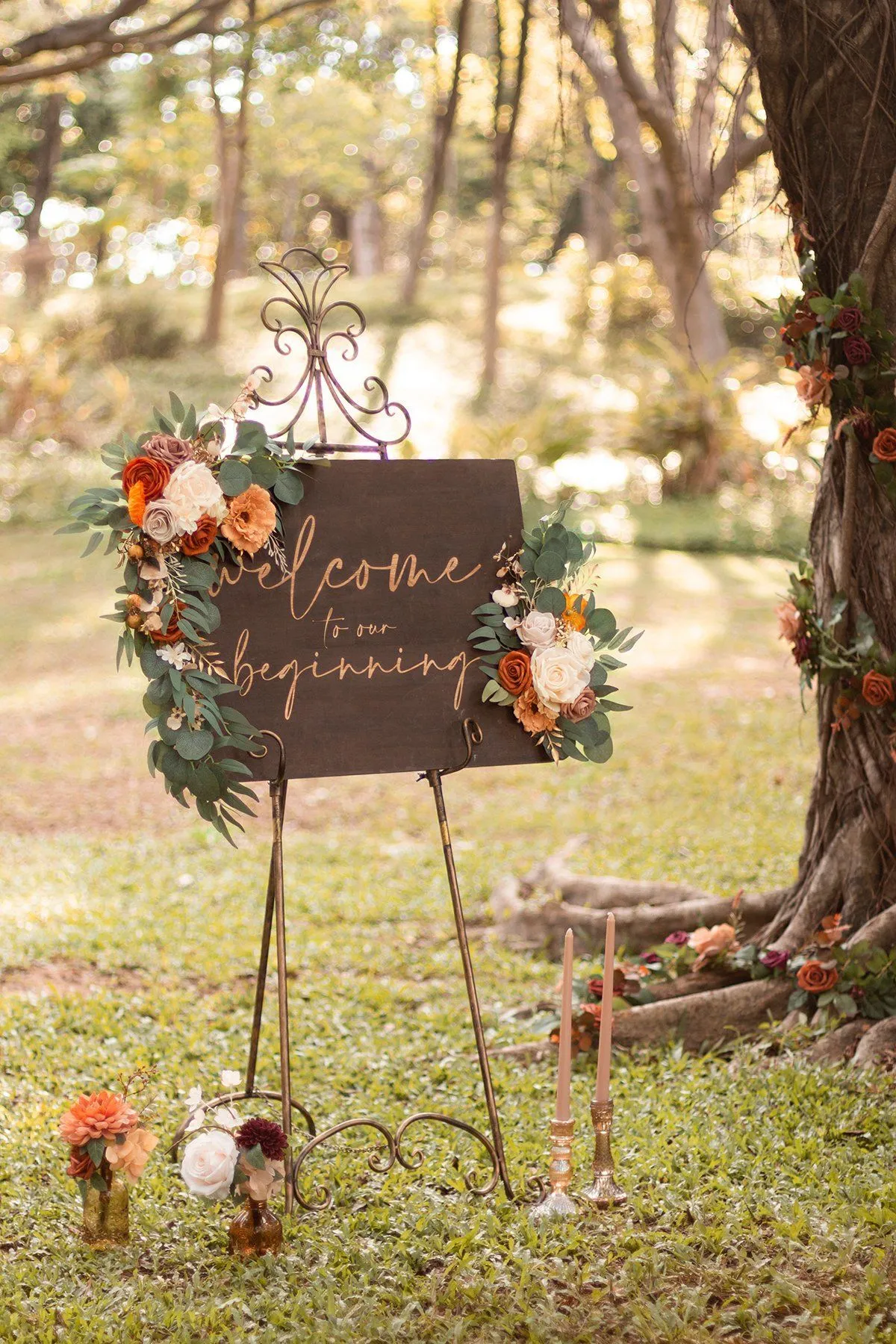 Terracotta Asymmetrical Sign Flowers