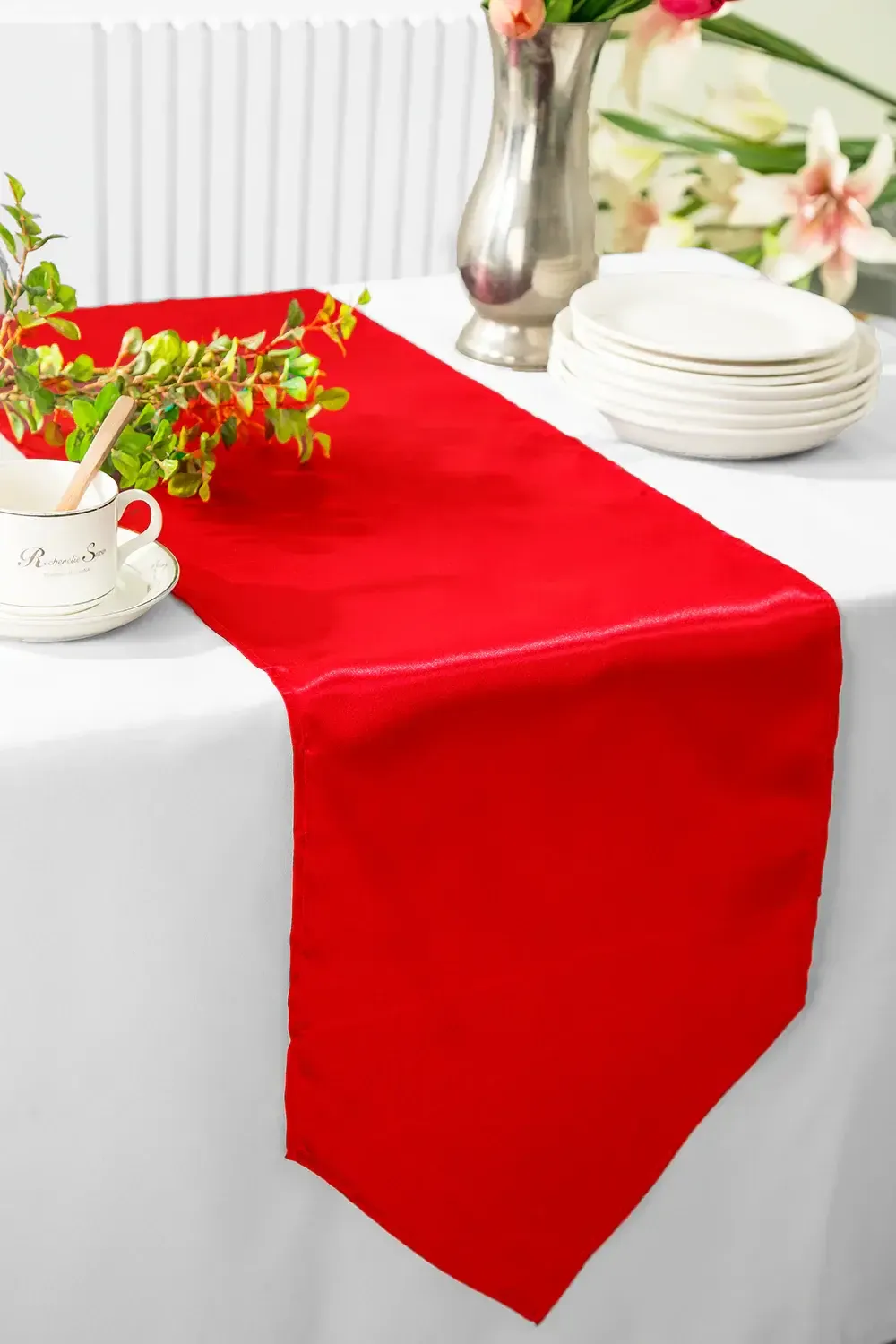 Red Satin Table Runners