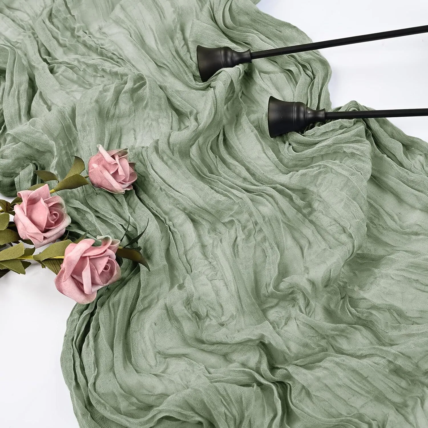 Sage Green Cheesecloth Table Runners