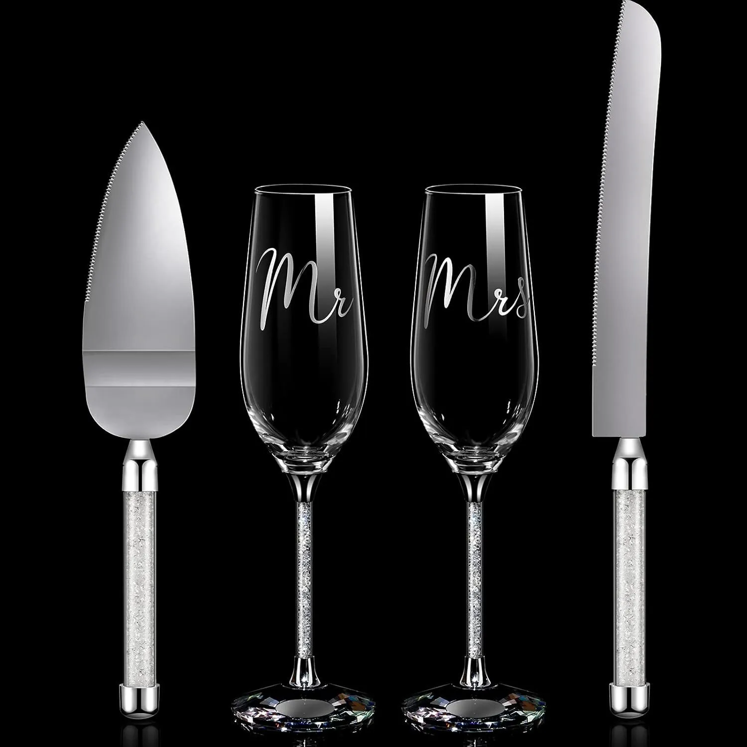 White Diamond Cake Cutting Set