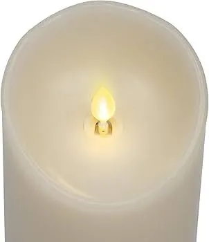 Flameless Pillar 3" round cream-Tall