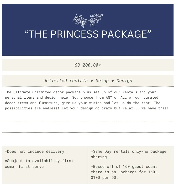 Package-"The Princess Package"