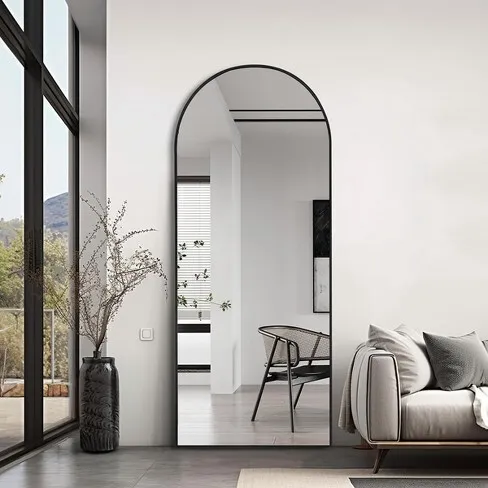 Large Black Arch top Mirror