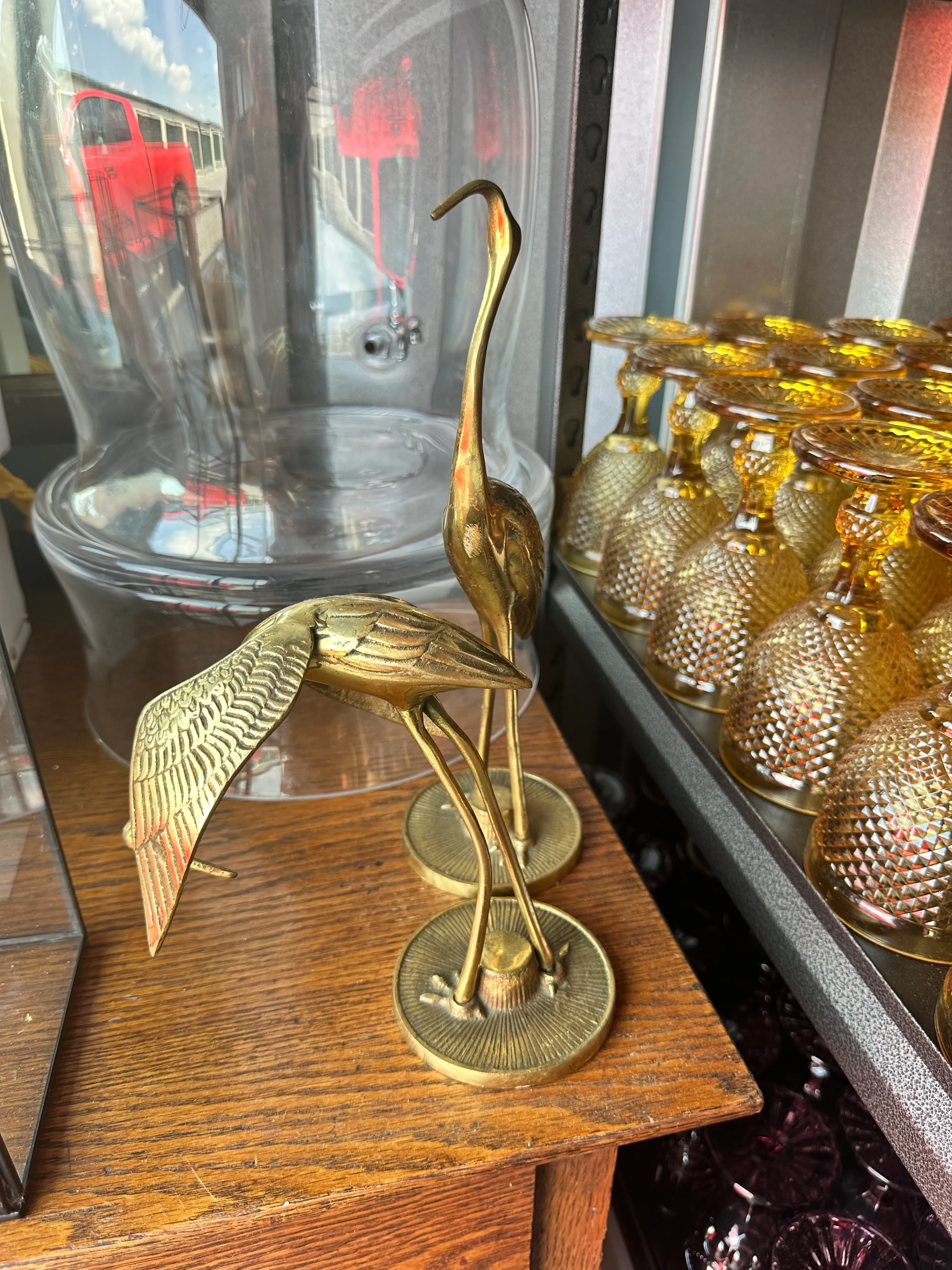 SET OF BRASS CRANES