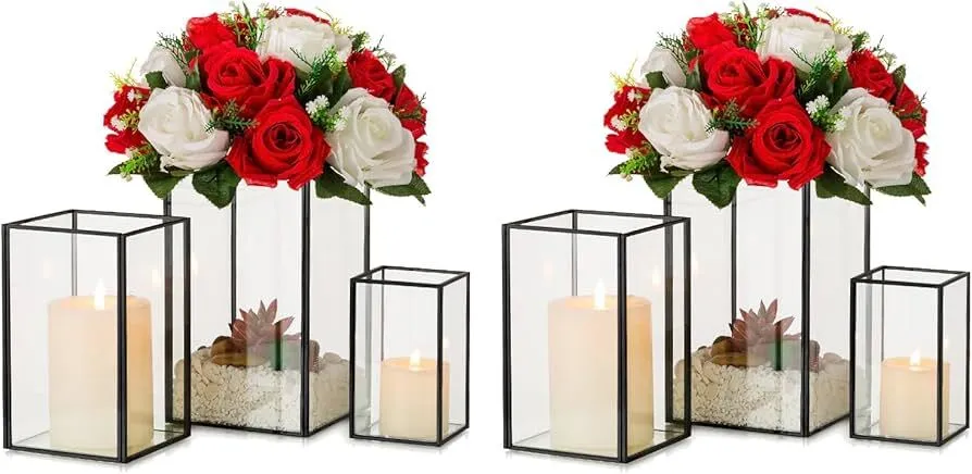 Black Square trio candle holder