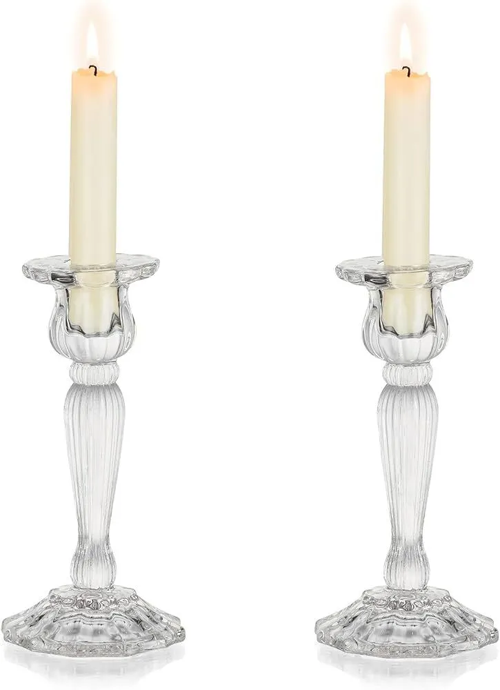 Taper candle holder-clear-medium-misc styles
