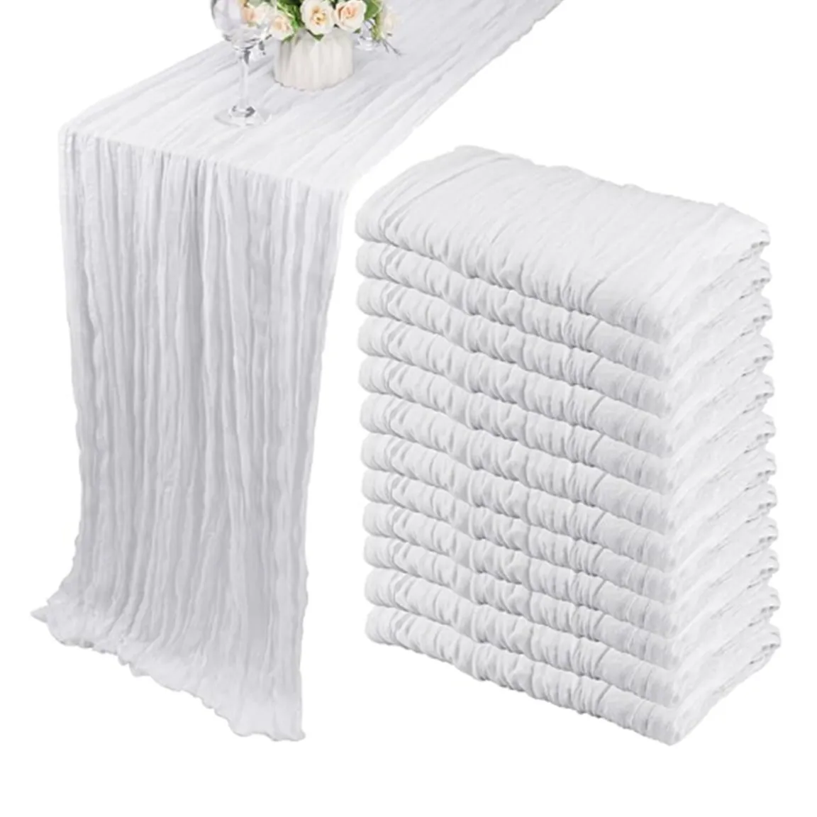 Linens - Cheesecloth Table Runner, White