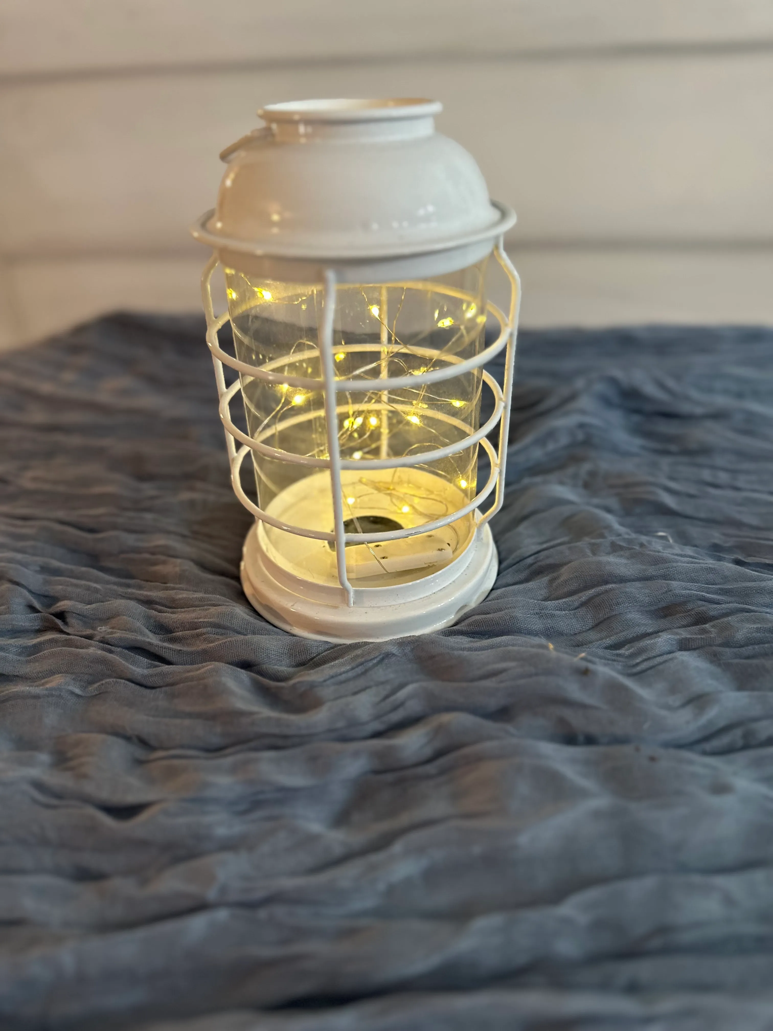 Small White Lantern Centerpiece