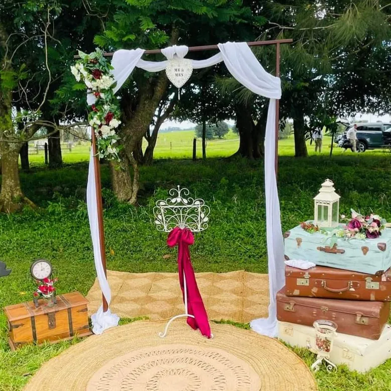 Dark Stained Timber Wedding Arch